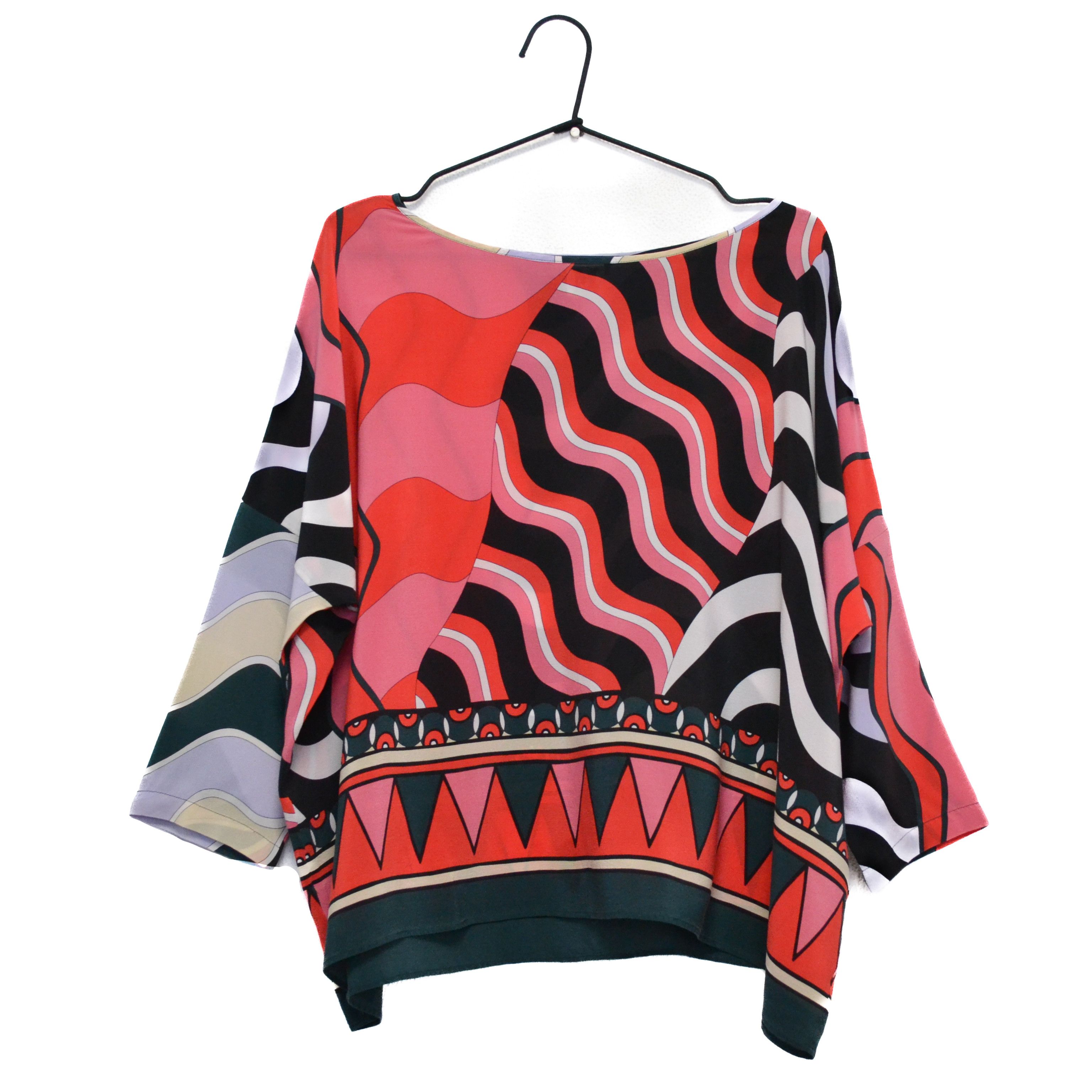 Missoni Missoni "M" 100% Silk Abstract Pattern Blouse Size L / US 10 / IT 46 - 1 Thumbnail