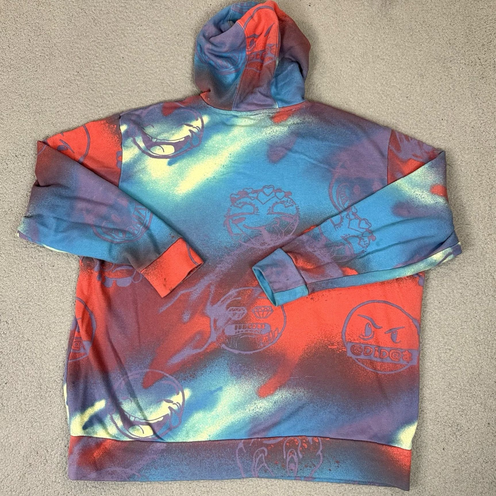 Adidas Adidas Sweatshirt Mens XXL Blue Mood French Terry Pullover Hoodie Emoji Casual Sweatshirt Size US XXL / EU 58 / 5 - 7 Thumbnail