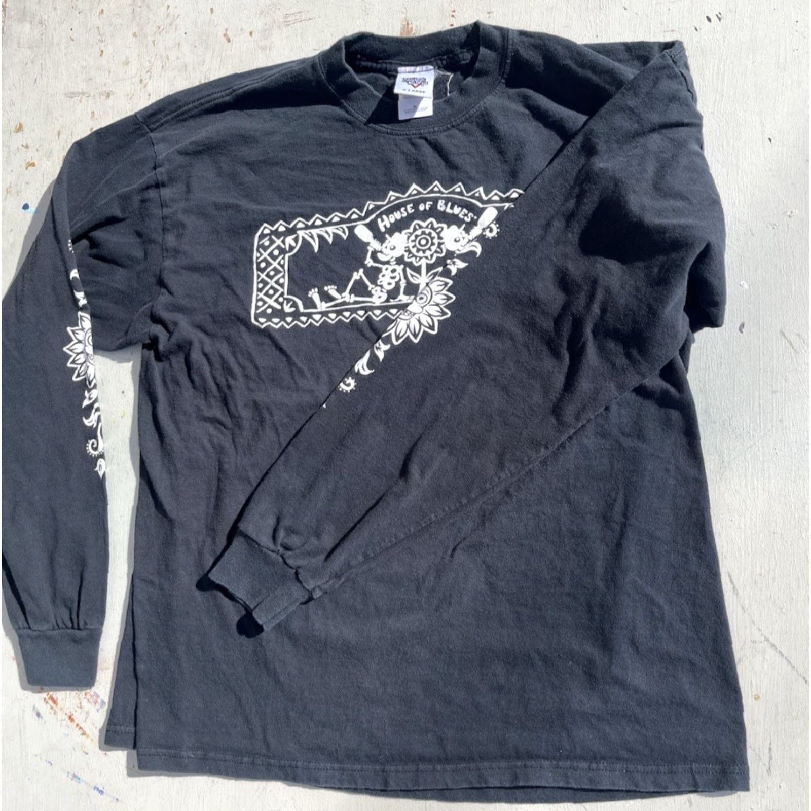 Vintage VINTAGE House of Blues T-Shirt Black Logo Long Sleeve XL Production Staff Rock HOB Men’s Shirt Size US XL / EU 56 / 4 - 6 Thumbnail