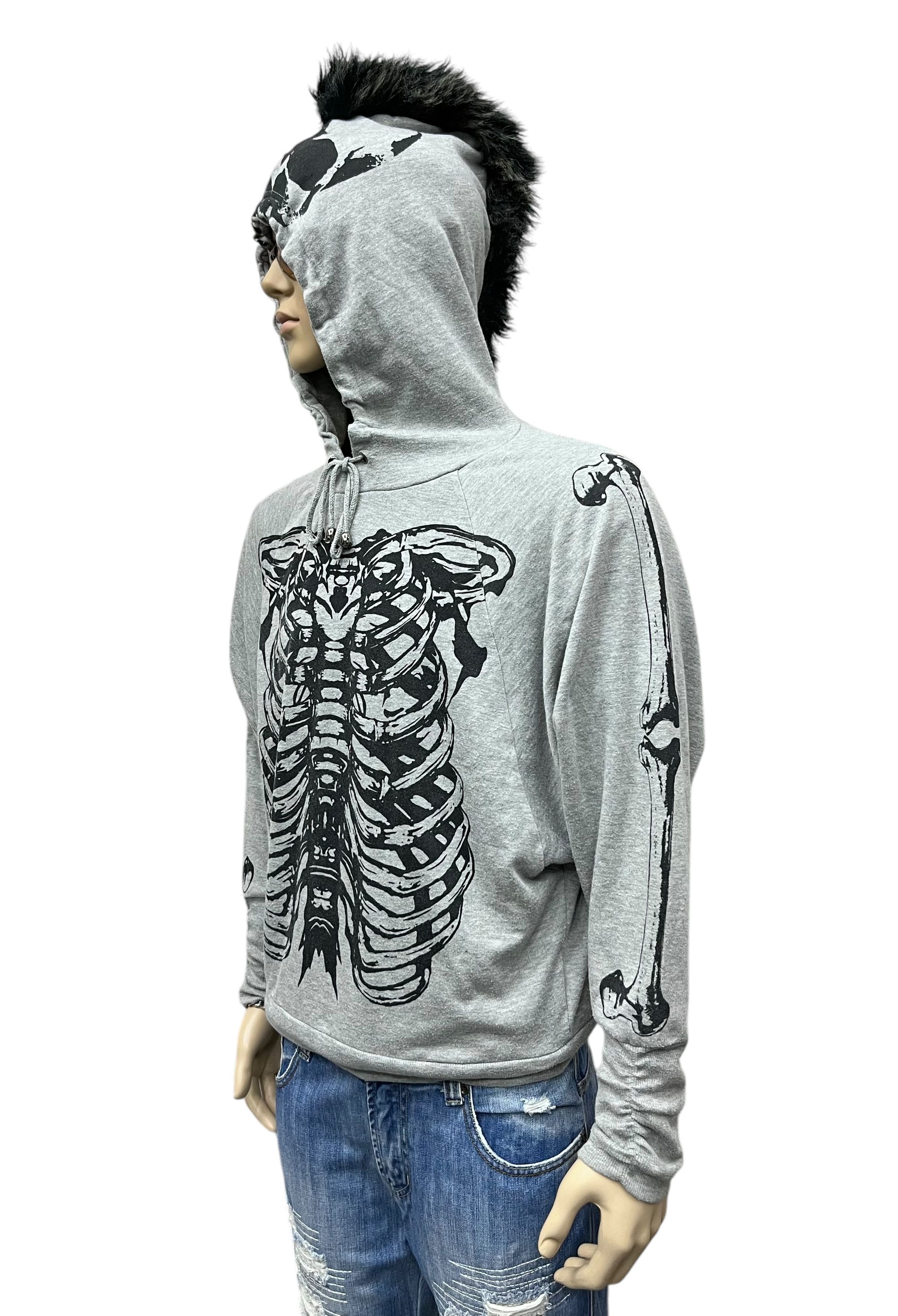 Japanese Brand OGGETTO Skeleton Skull Punk Mohawk Hair Hooded Kapital Style Size M / US 6-8 / IT 42-44 - 3 Thumbnail