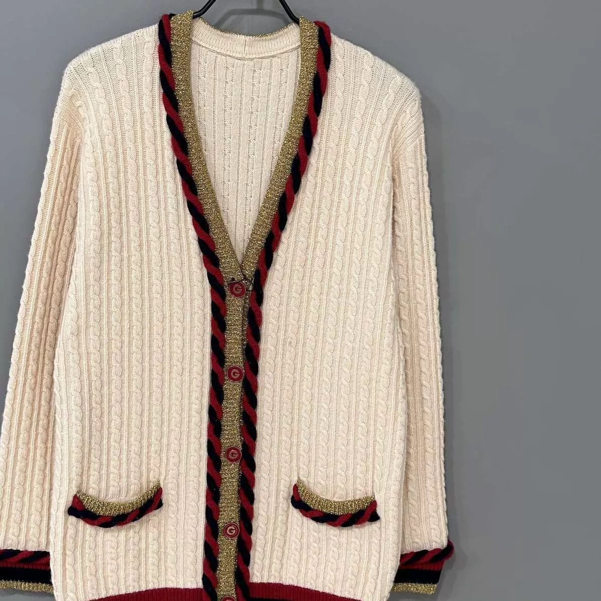 Gucci GUCCI Gold Thread Knit Cardigan Women's XXS Size XXS / US 00 / IT 34 - 2 Thumbnail