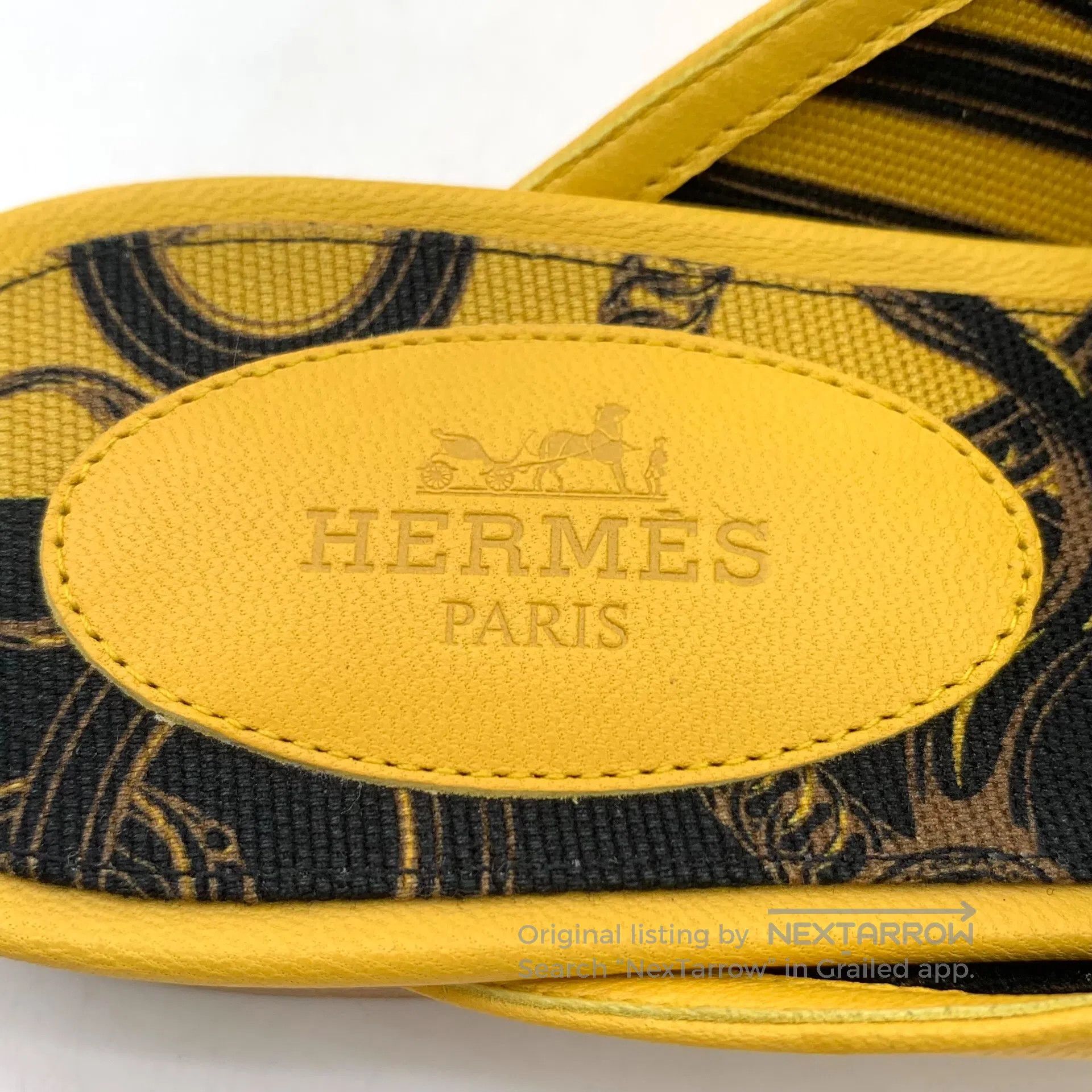 Hermes Hermes Yellow Round Toe Buckle Leather Mule Sandals| Size US 5.5 / IT 35.5 - 7 Thumbnail