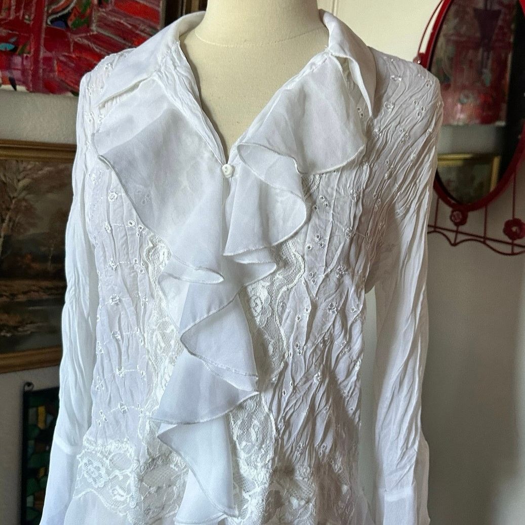 Other allison taylor white button up long sleeve blouse shirt Size M / US 6-8 / IT 42-44 - 2 Thumbnail