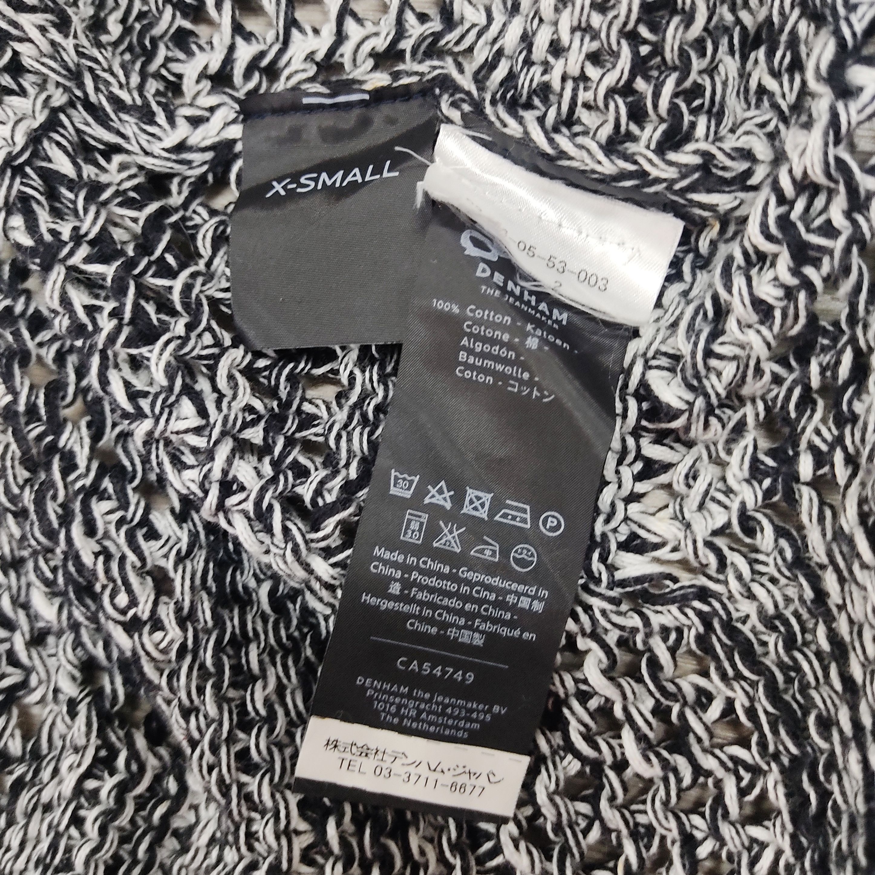DENHAM DENHAM Black & White Grunge-look Knit Pattern Open Cardigan Size US XS / EU 42 / 0 - 9 Thumbnail