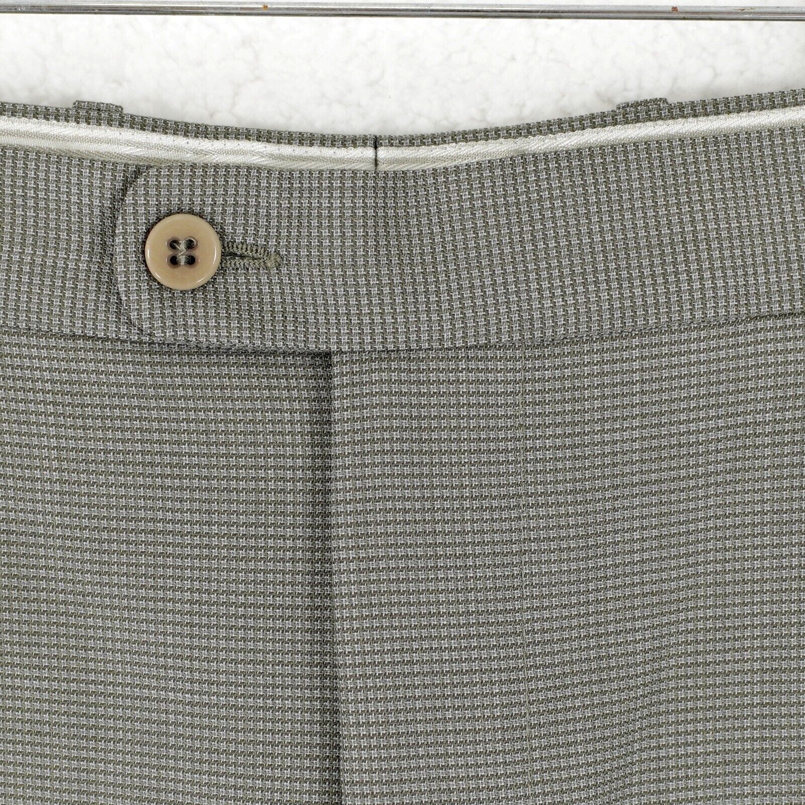 Zanella Zanella Bennett Wool Gray Green Check Pleated Cuffed High Ri Size 34R - 2 Thumbnail