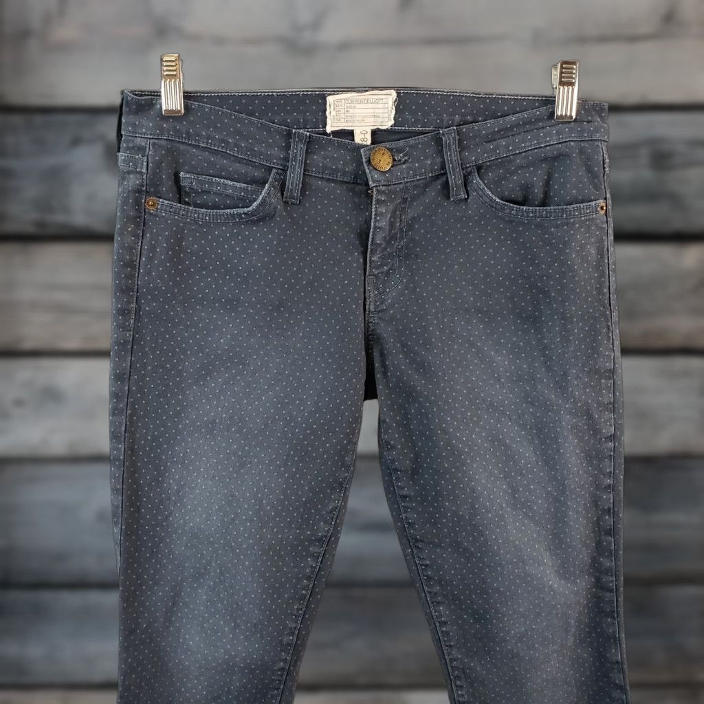 Vintage Current/Elliott Womens Jeans Skinny Stiletto 28 Blue Polka Dot Denim Cotton Blend Zip Inseam 27.5 Rise 8" Adult Womens Size 28" / US 6 / IT 42 - 1 Thumbnail