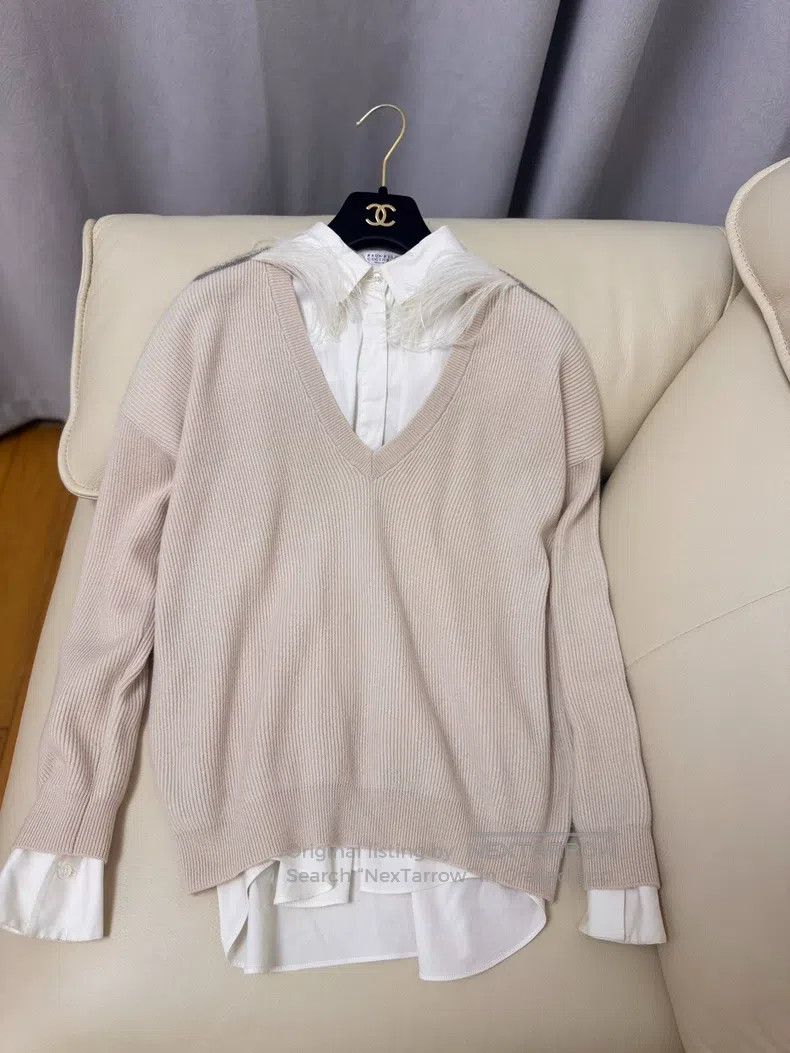 Brunello Cucinelli Brunello Cucinelli Beige Cashmere Sweater Size M / US 6-8 / IT 42-44 - 2 Thumbnail