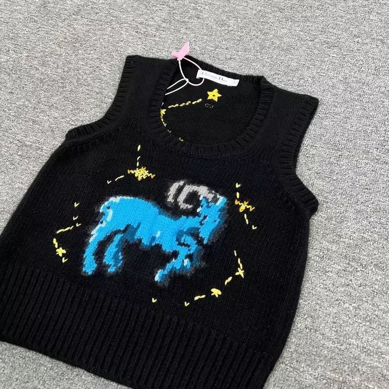 Dior Dior Aries Knitted Vest with Embroidery-2506 Size M / US 6-8 / IT 42-44 - 3 Thumbnail