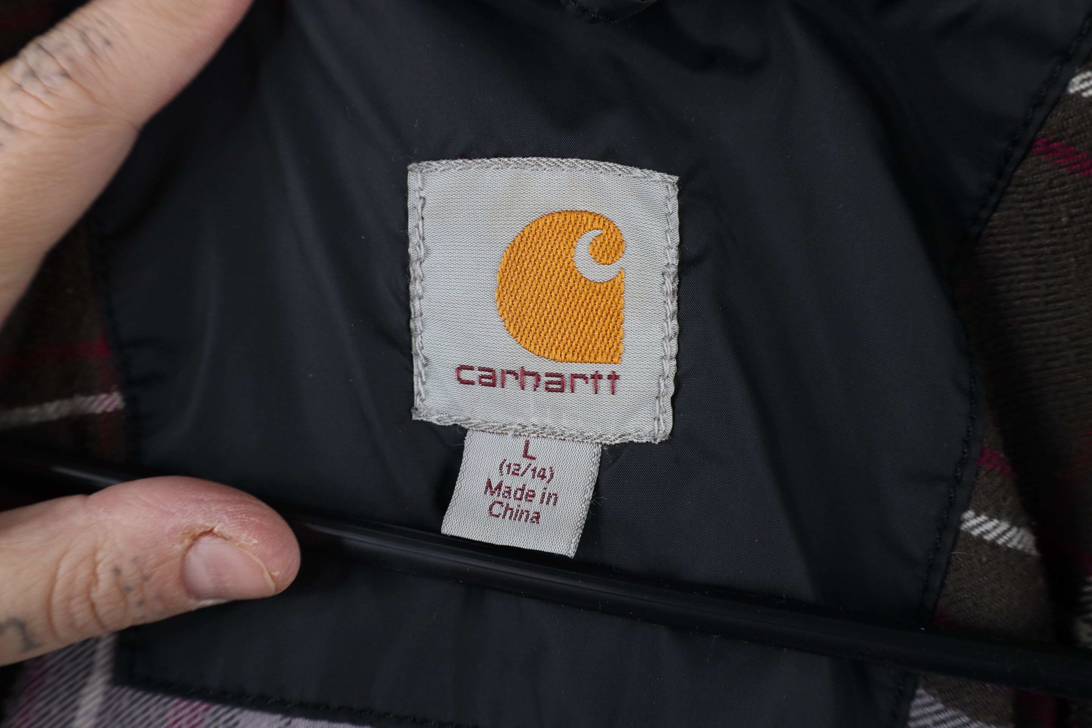 Carhartt × Vintage Vintage Y2K Carhartt Flannel Lined Quilted Puffer Jacket Size L / US 10 / IT 46 - 9 Thumbnail
