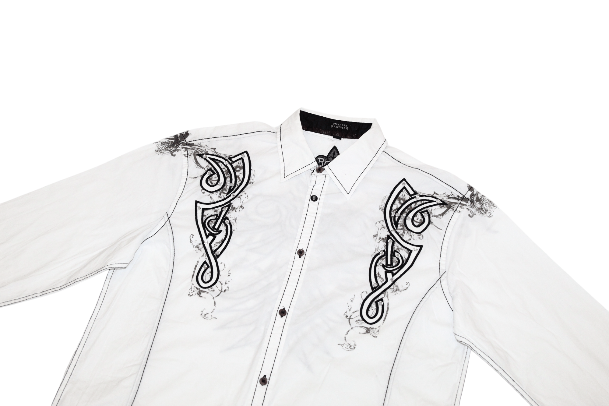 Roar ROAR Strength Refined Tribal Artwork Rhinestones Trim Shirt Size US L / EU 52-54 / 3 - 7 Thumbnail
