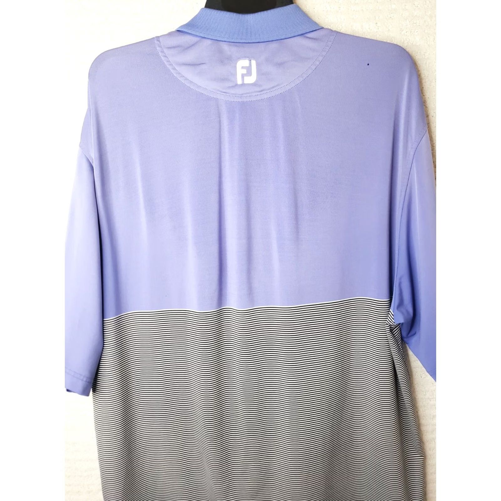 Footjoy FootJoy FJ Mens XL Golf Polo Shirt Periwinkle Blue Striped Performance Stretch - Vintage - 2000-2010 Size US XL / EU 56 / 4 - 5 Thumbnail