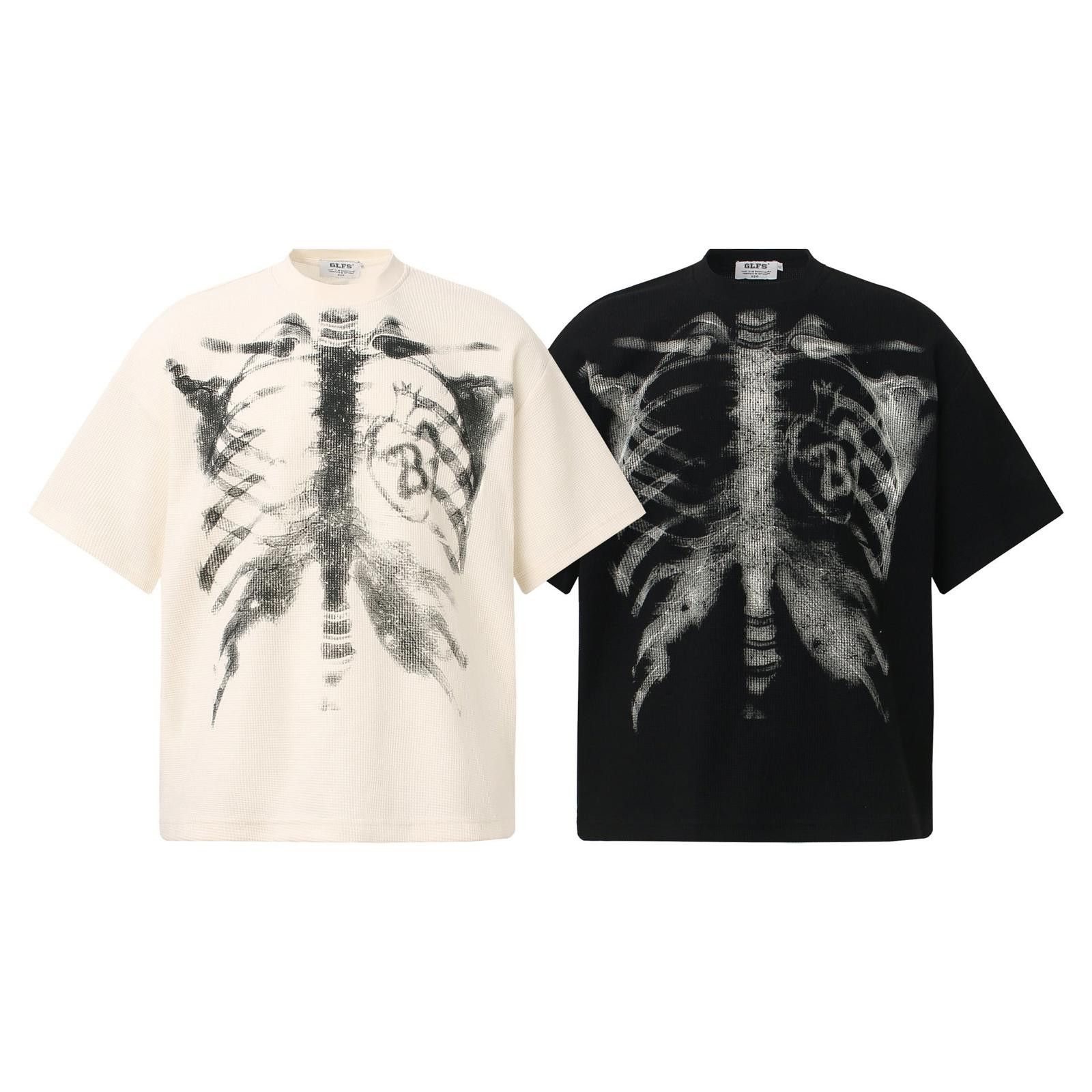 Vintage Cream Oversized Skeleton Graphic T-Shirt, Short Sleeve Size US M / EU 48-50 / 2 - 5 Thumbnail