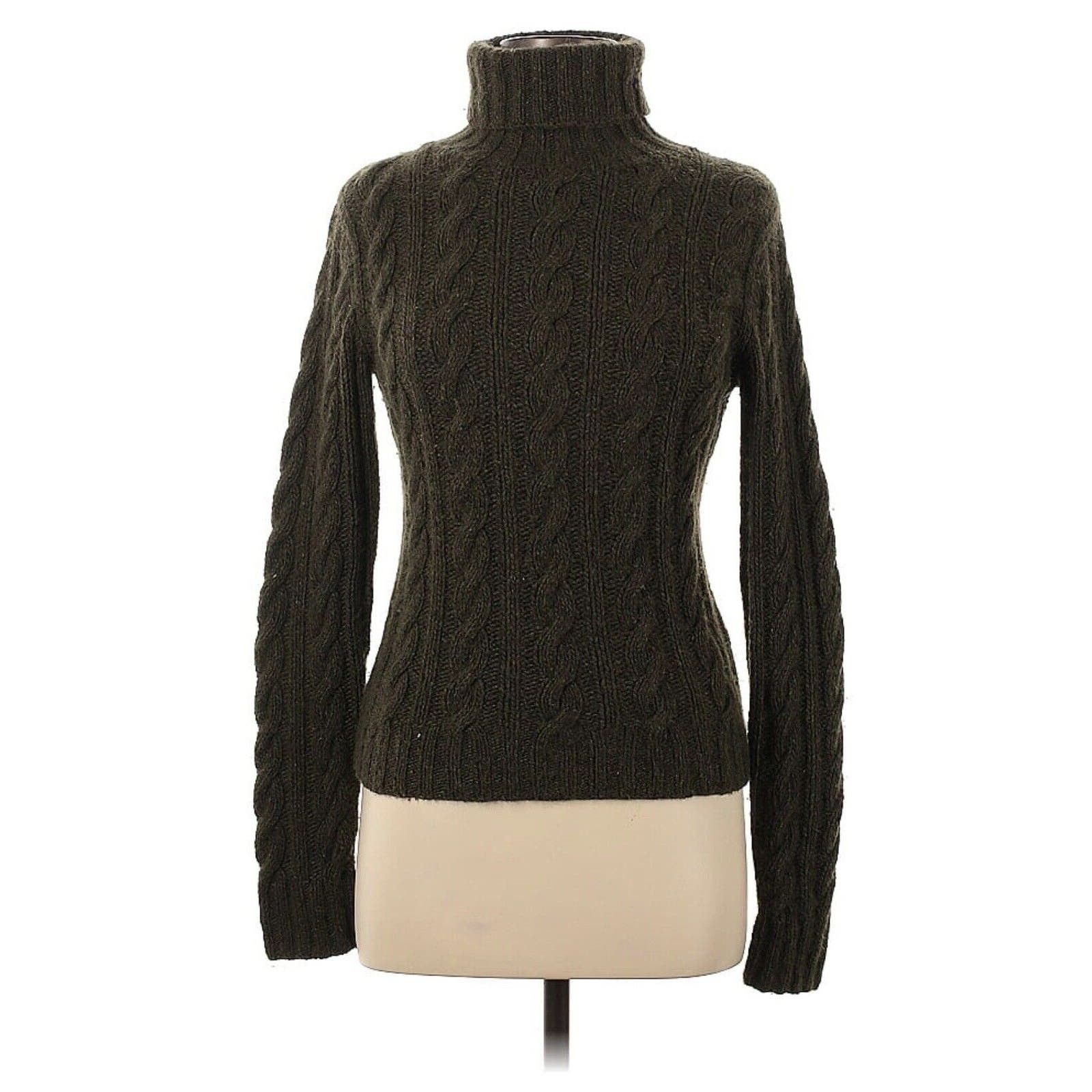 image of Ralph Lauren Black Label Ralph Laurent Black Label Cable Knit Cashmere Turtleneck in Green, Women's