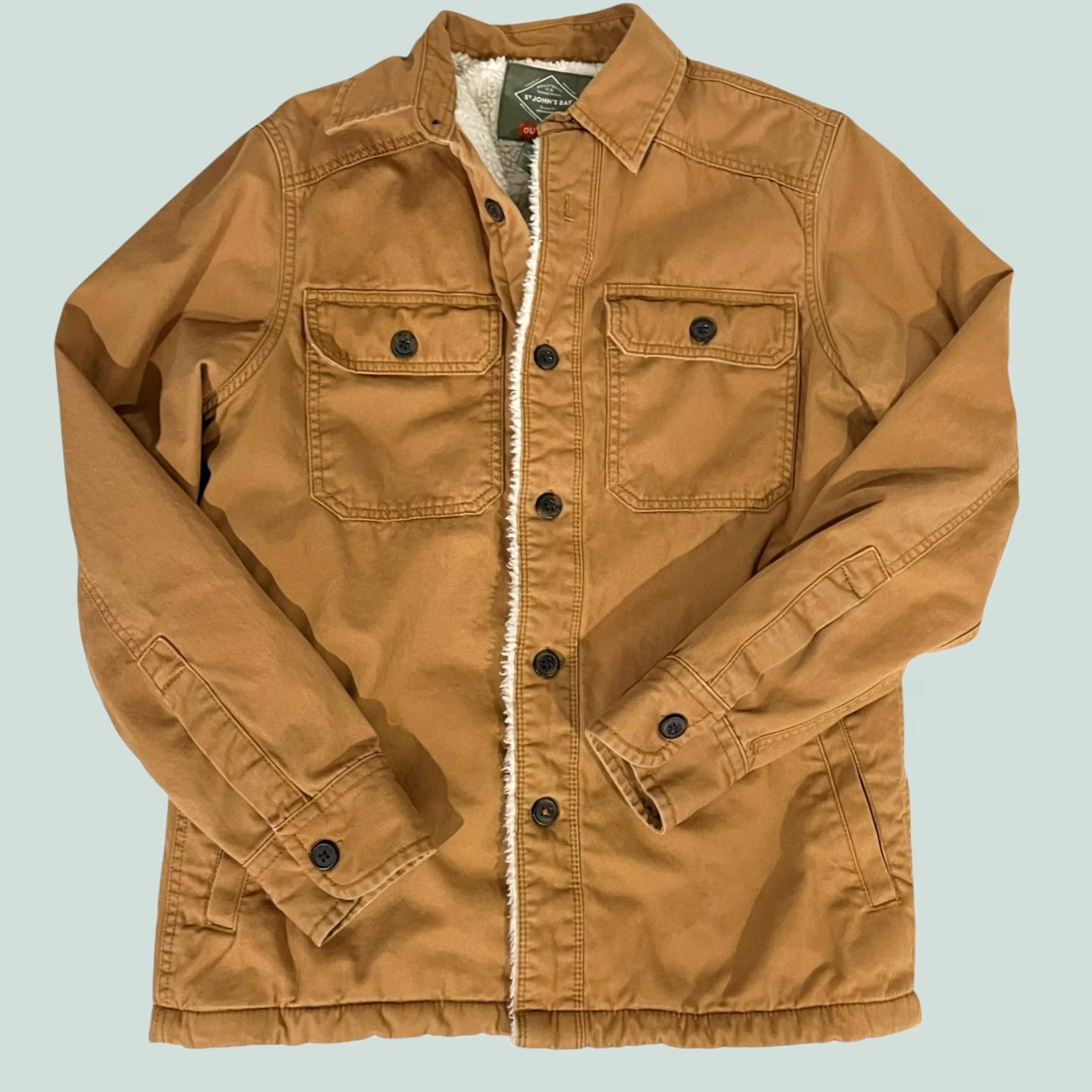 Vintage VINTAGE St John’s Bay Barn Chore Jacket Mens Shacket Cotton Twill Tan Sz S Sherpa Lined Size US S / EU 44-46 / 1 - 1 Thumbnail