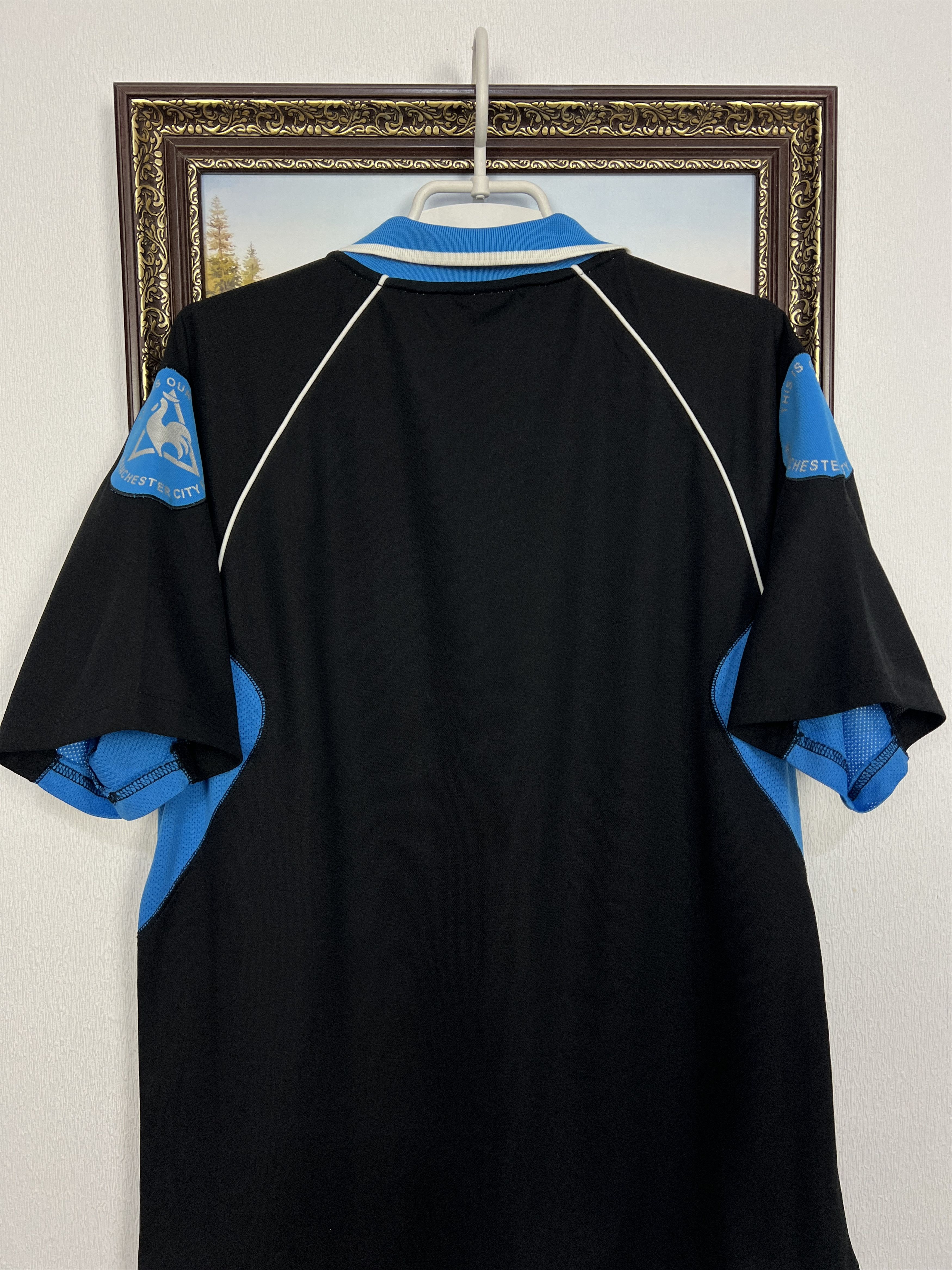 Le Coq Sportif Vintage 2000's Manchester City Football Train Polo Shirt Size US XL / EU 56 / 4 - 9 Thumbnail
