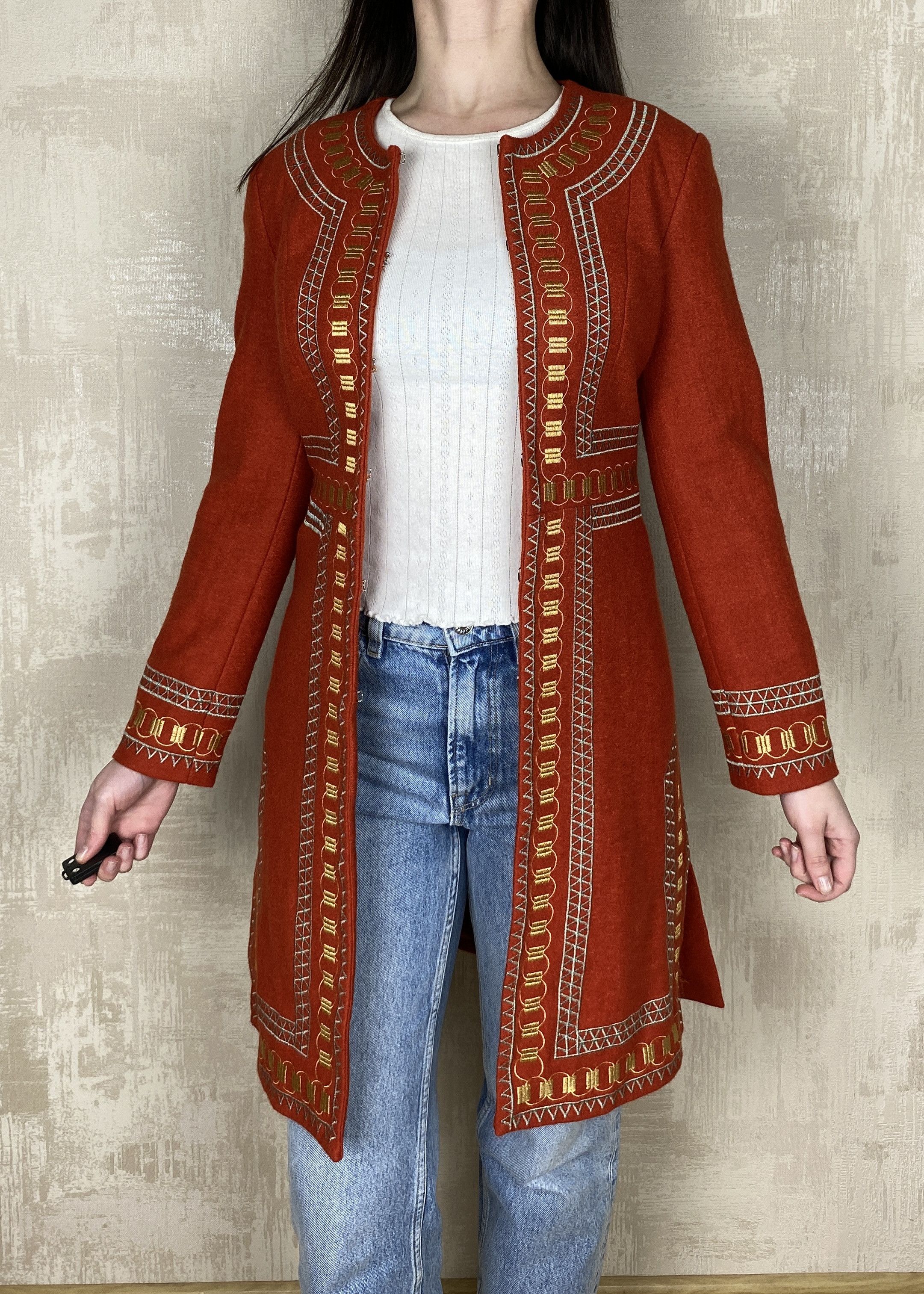 Anna Sui Anna Sui Wool Orange Bohemian Embroidered Details Coat Size M / US 6-8 / IT 42-44 - 1 Thumbnail