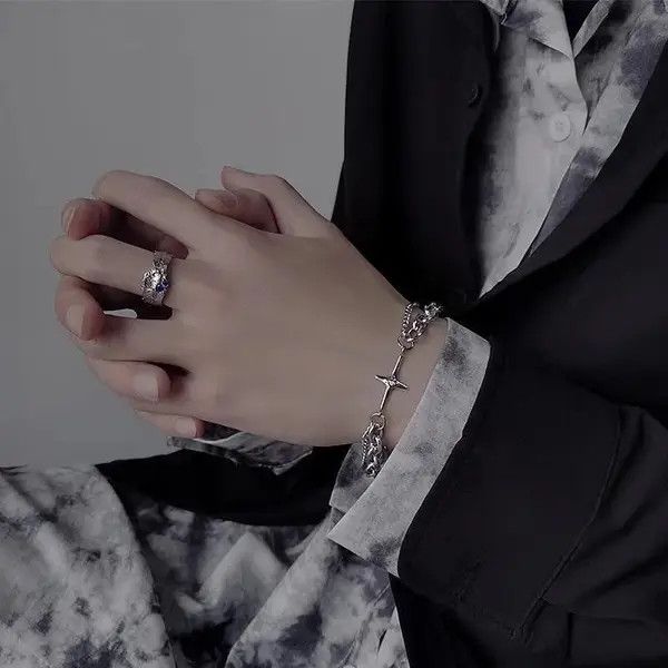 VIBE Chrome Silver Cross Bracelet Goth God Pendant Chain Size ONE SIZE - 3 Thumbnail