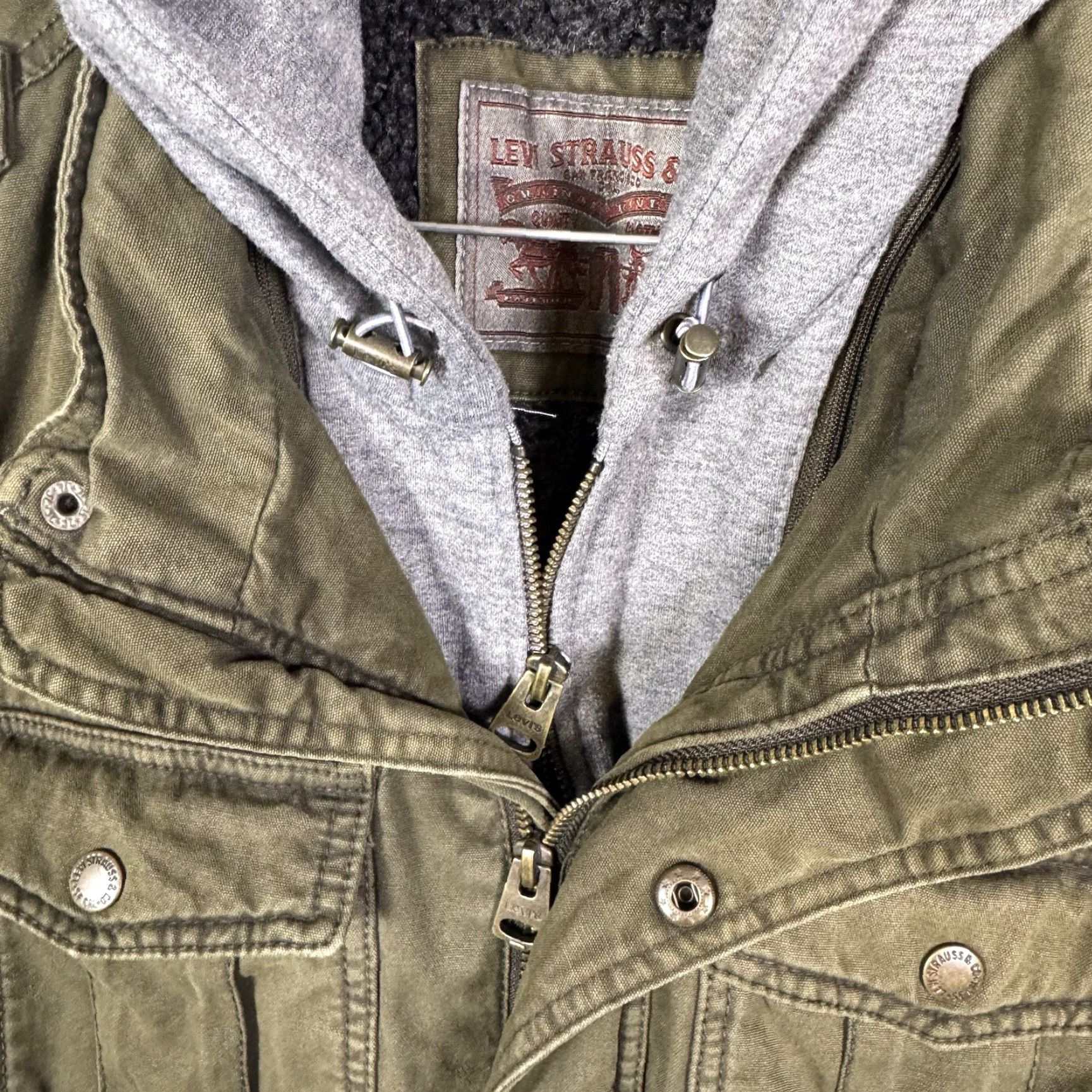 Levi's Levi’s Trucker Jacket Mens S Sherpa Hooded Canvas Utility Military Field Chore Jacket Size US S / EU 44-46 / 1 - 5 Thumbnail