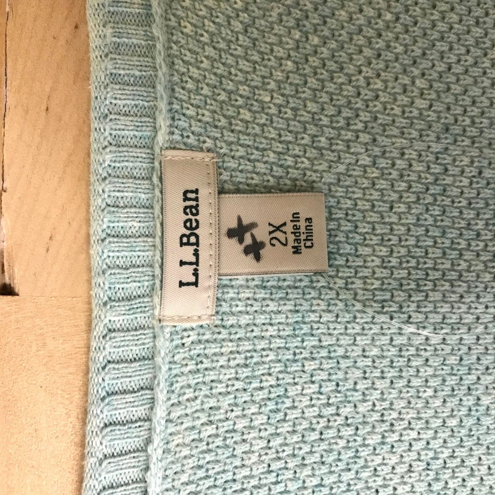 Vintage L.L.Bean Textured Cotton Sweater Pool Blue Heather 2X Scoop Neck Pullover Size XXL / US 16-18 / IT 52-54 - 7 Thumbnail