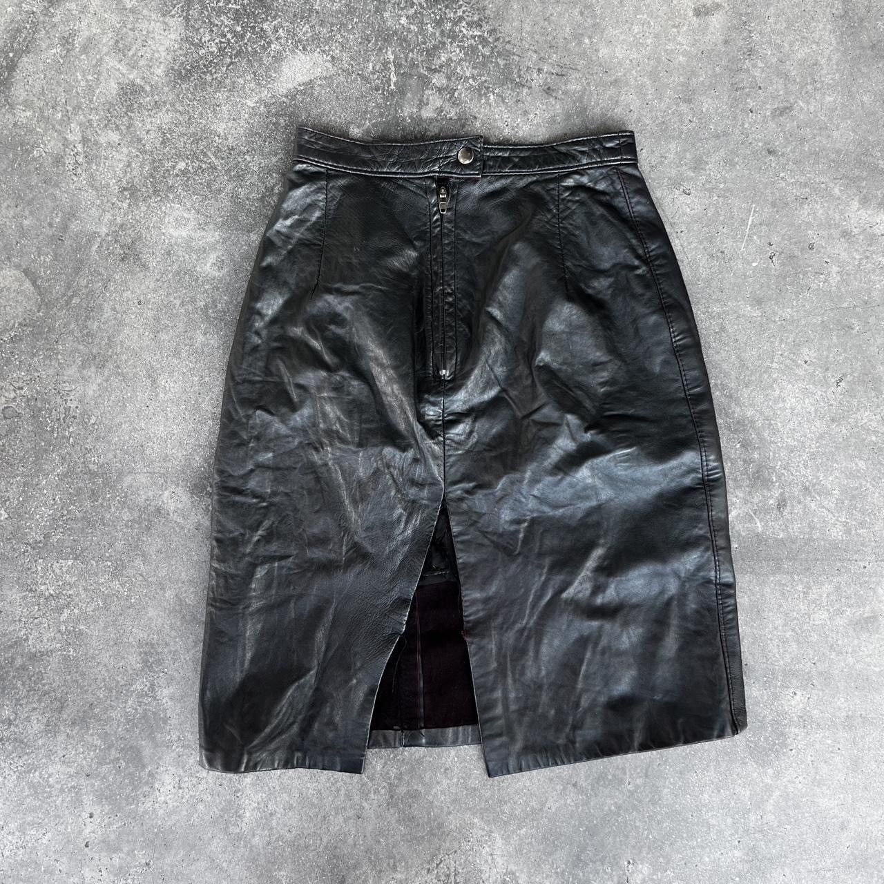 Vintage LEATHER_SKIRT Size 24" / US 00 / IT 34 - 2 Thumbnail