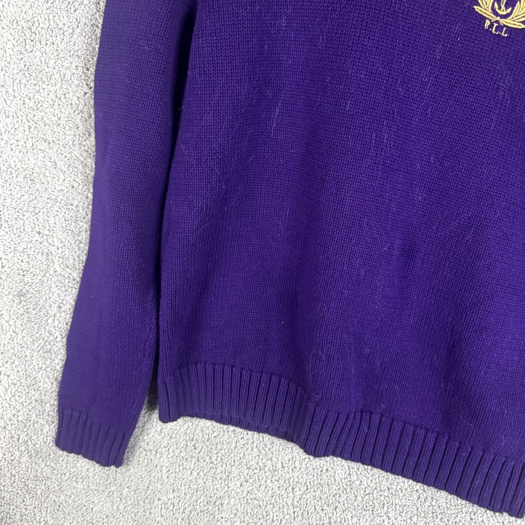 Logo 7 Ralph Lauren Sweater Womens Medium Purple Turtleneck Logo Pullover Knit 100% Cotton Raglan Logo Embroidered Nautical Size M / US 6-8 / IT 42-44 - 2 Thumbnail