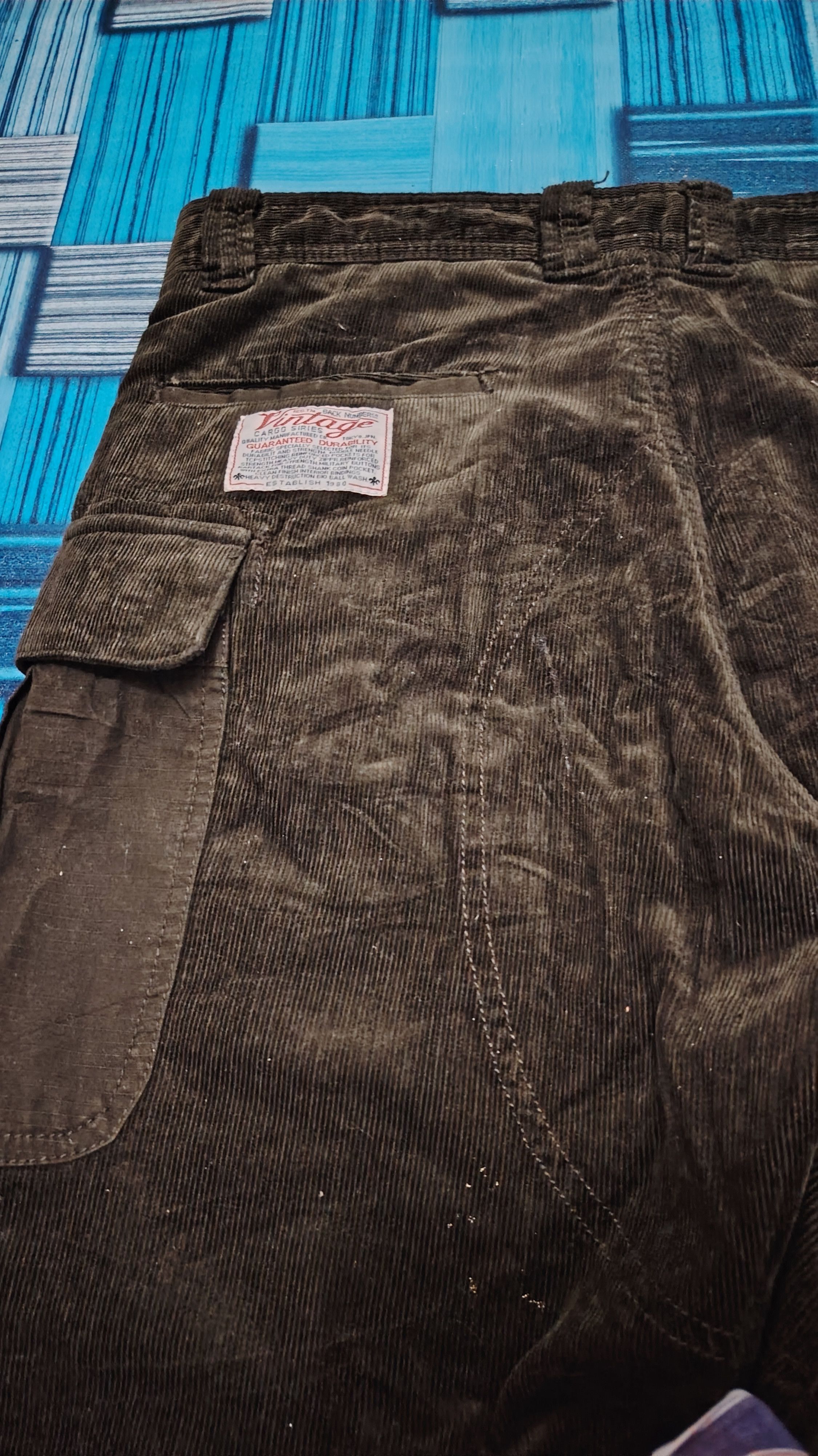 Japanese Brand Distressed corduroy back number & mfg cargo pants custom Size US 32 / EU 48 - 16 Thumbnail