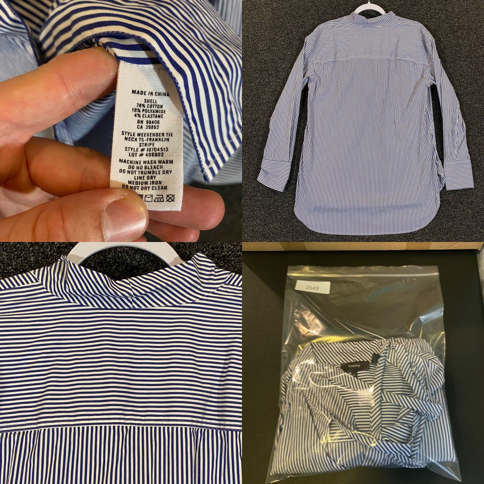 Theory THEORY Weekender Tie-Neck Button Up Long Sleeve Franklin Stripe Shirt Womens M Size M / US 6-8 / IT 42-44 - 8 Thumbnail