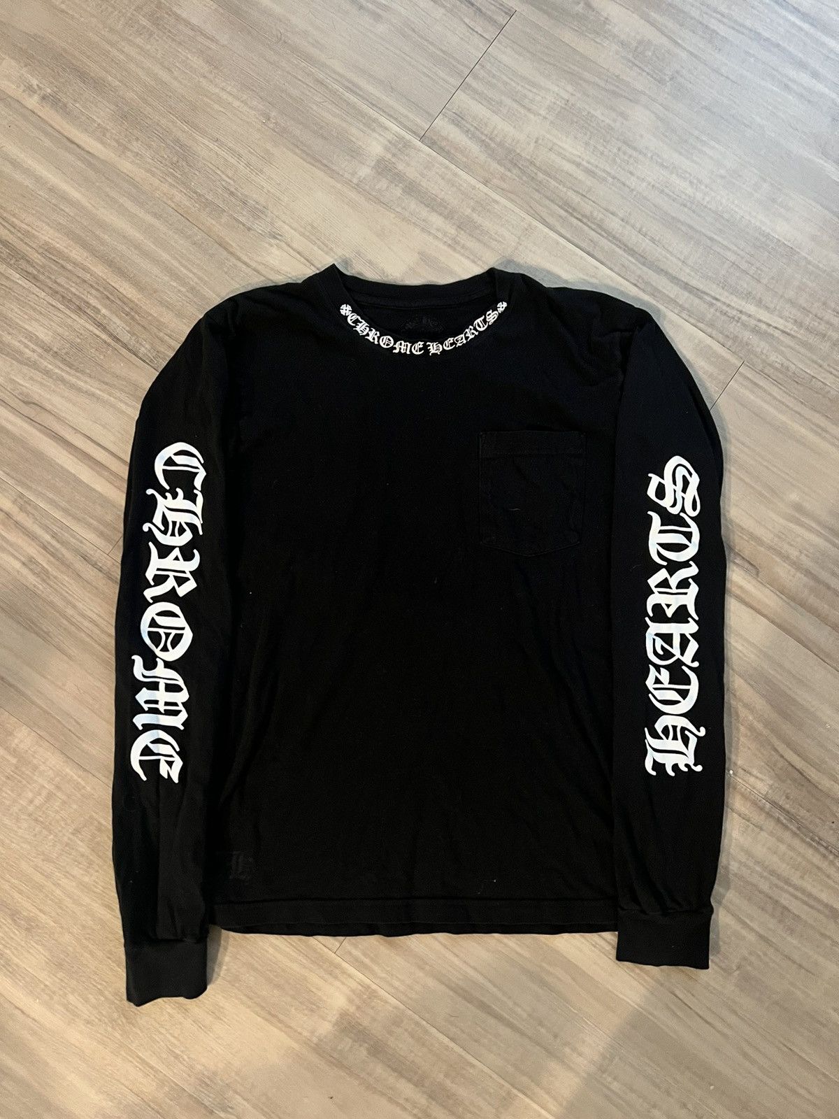 希少品【CHROME HEARTS】スクロール logo long thermal T-shirt Chrome Hearts Chrome Hearts Scroll Logo Long Sleeve Tee