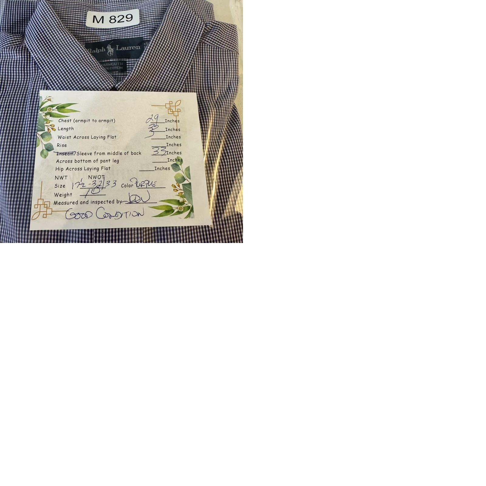 Ralph Lauren VINTAGE Ralph Lauren Shirt Mens 17.5 32/33 Purple Gingham Yarmouth Button Down Size US XXL / EU 58 / 5 - 10 Thumbnail