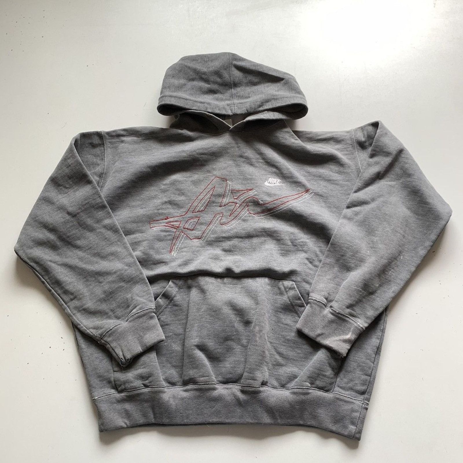 Nike Vintage Y2K Nike Air Swoosh Hoodie Medium Boxy Fit Gray Rare Size US S / EU 44-46 / 1 - 1 Thumbnail