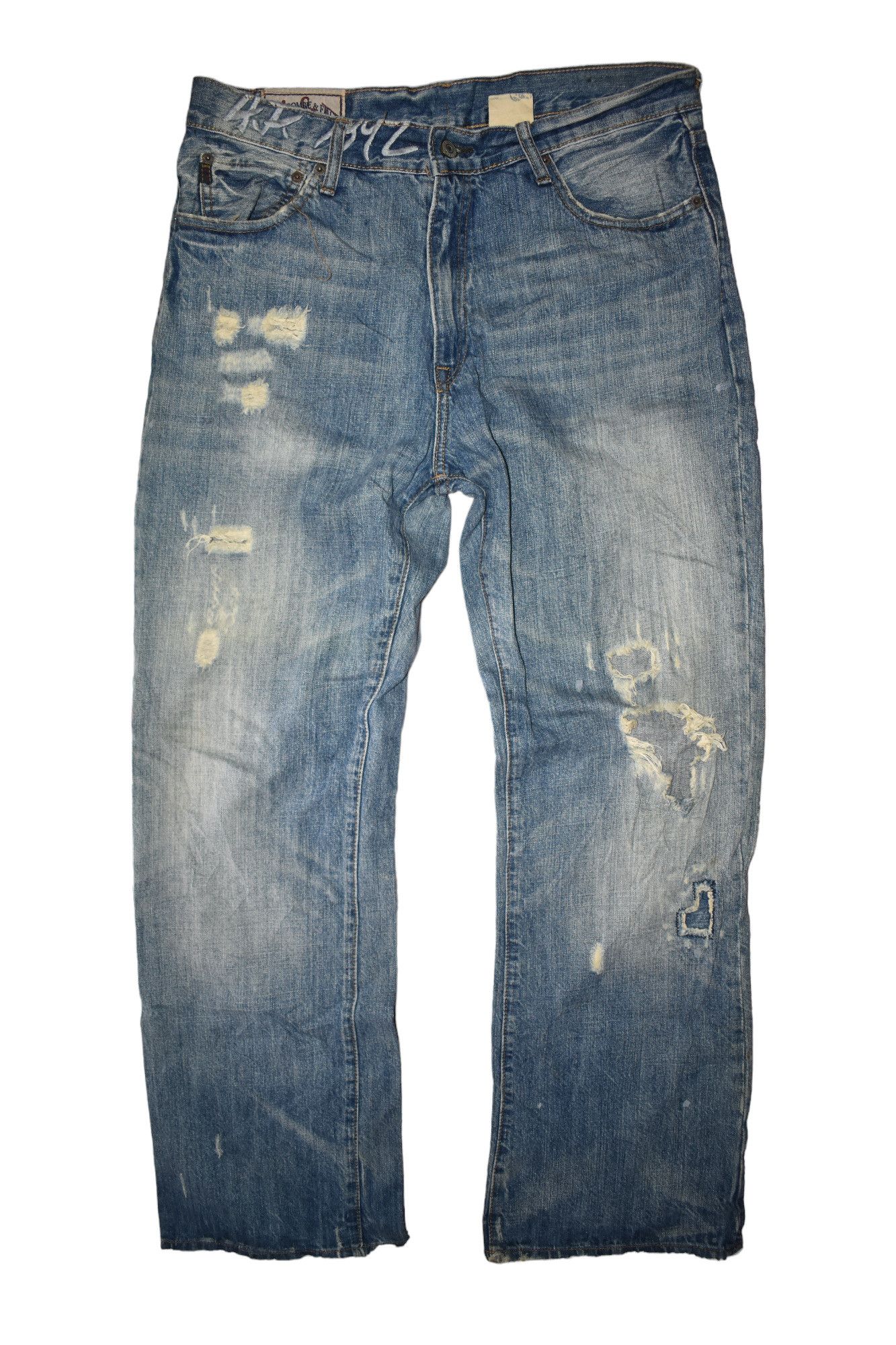 Abercrombie & Fitch Flared Abercrombie & Fitch New York Distressed Denim Size US 34 / EU 50 - 1 Thumbnail