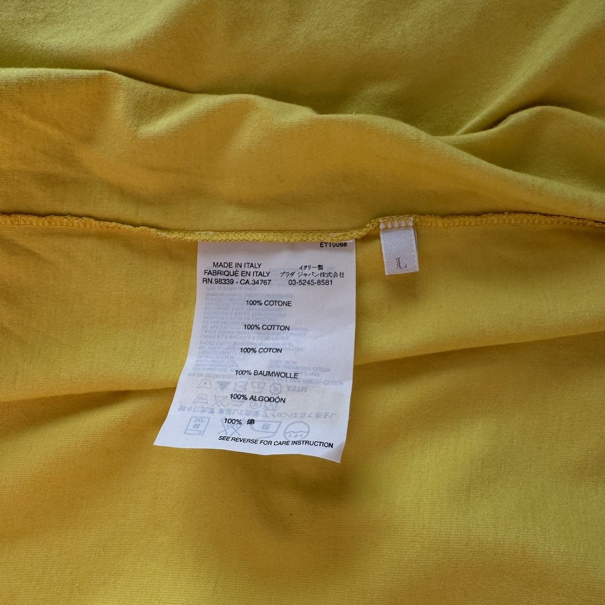 Prada 🔥🔥 Prada Red Tab Yellow Cotton T-Shirt Size US L / EU 52-54 / 3 - 6 Thumbnail