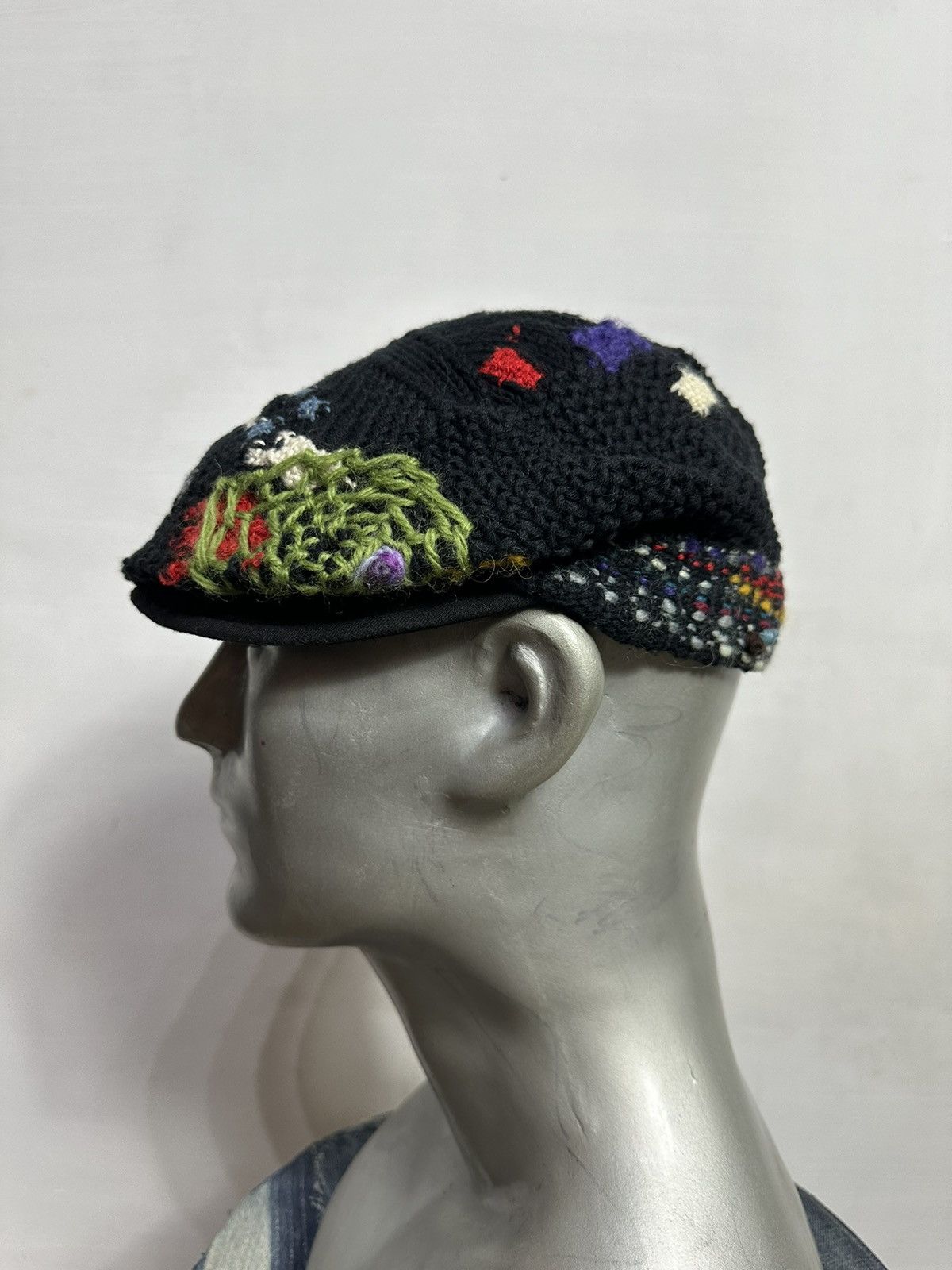 Handmade Custom Nice Design Multicolored Art Knitted Newsboy Hats Size ONE SIZE - 2 Thumbnail