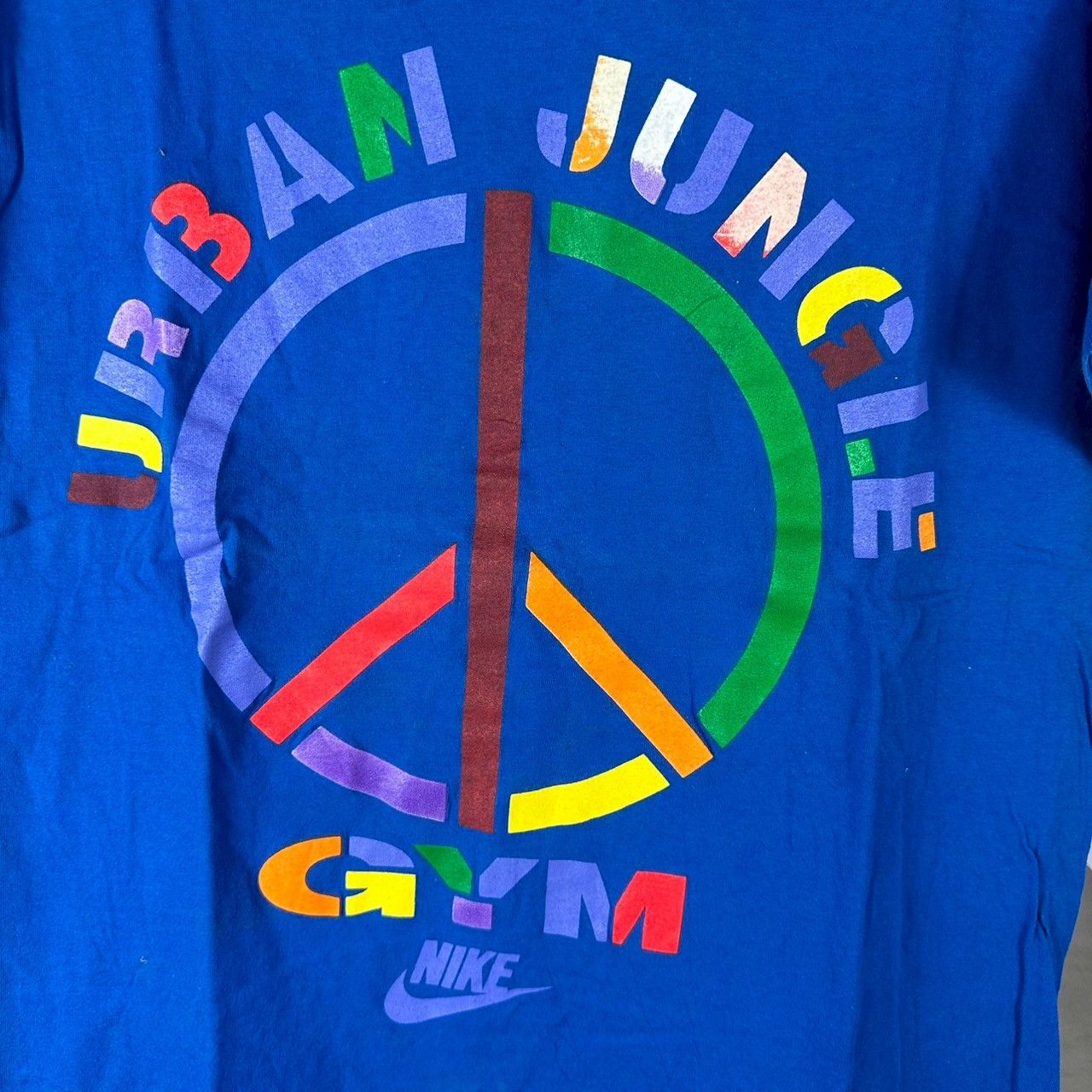 Nike × Vintage Vintage 90s Nike Urban Jungle Gym Spike Lee Peace Tee Size US L / EU 52-54 / 3 - 6 Thumbnail