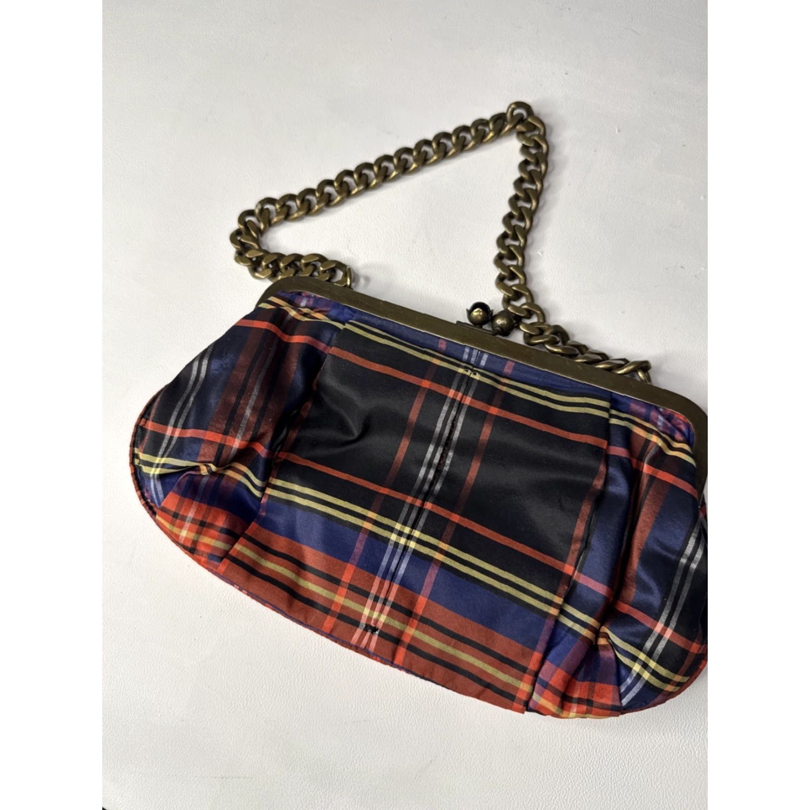 J.Crew J.CREW Clutch Women Plaid Chain Link Purse Bag Multicolor Polyester Size ONE SIZE - 5 Thumbnail