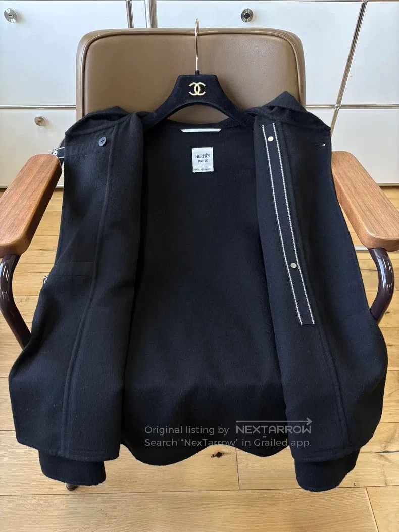 Hermes Hermes Black cashmere hooded long-sleeve coat 100% cashmer Size XS / US 0-2 / IT 36-38 - 4 Thumbnail