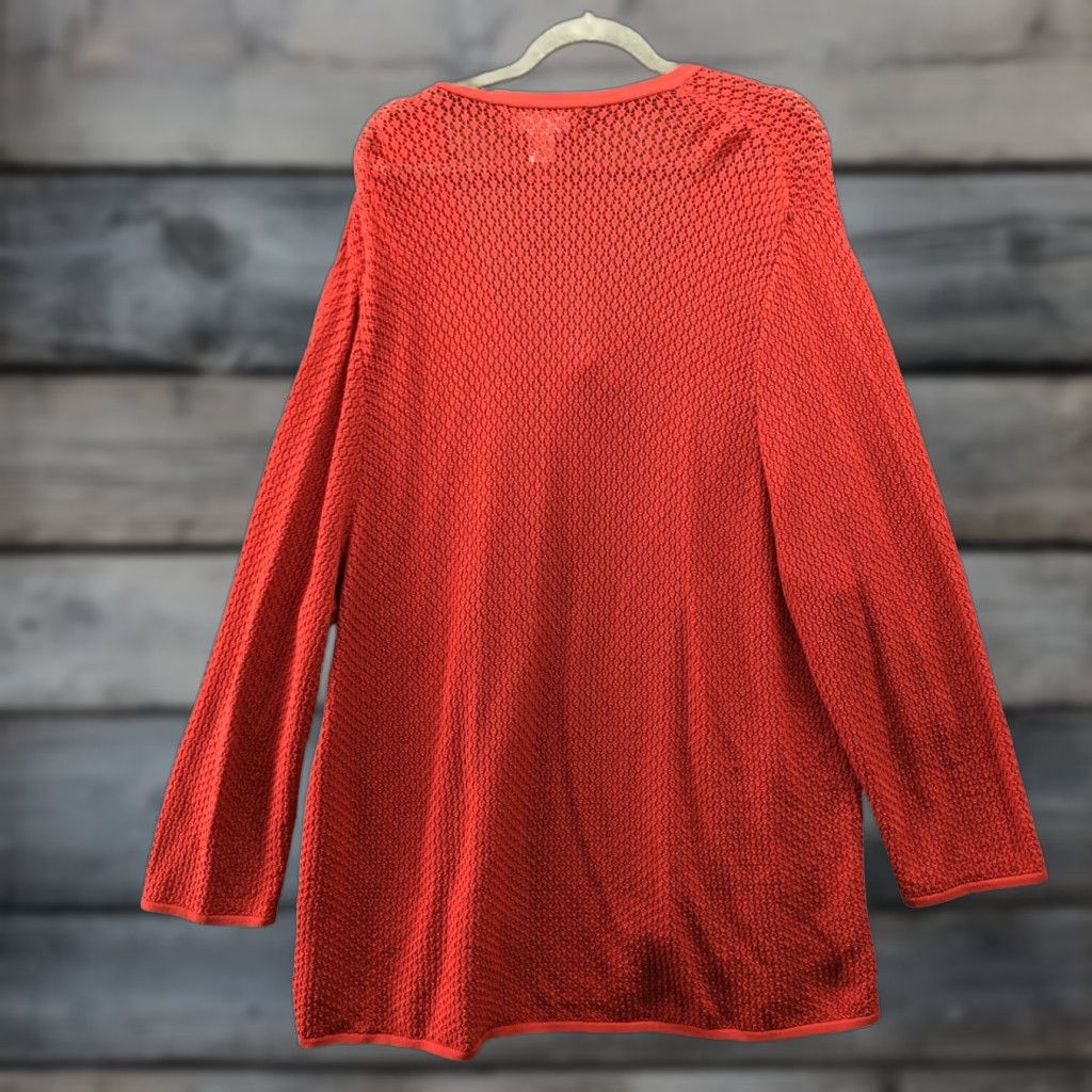 Jones New York VINTAGE Jones New York Open Knit Cardigan Womens 3X Red Tie Front Stretch Sheer Size XXL / US 16-18 / IT 52-54 - 1 Thumbnail