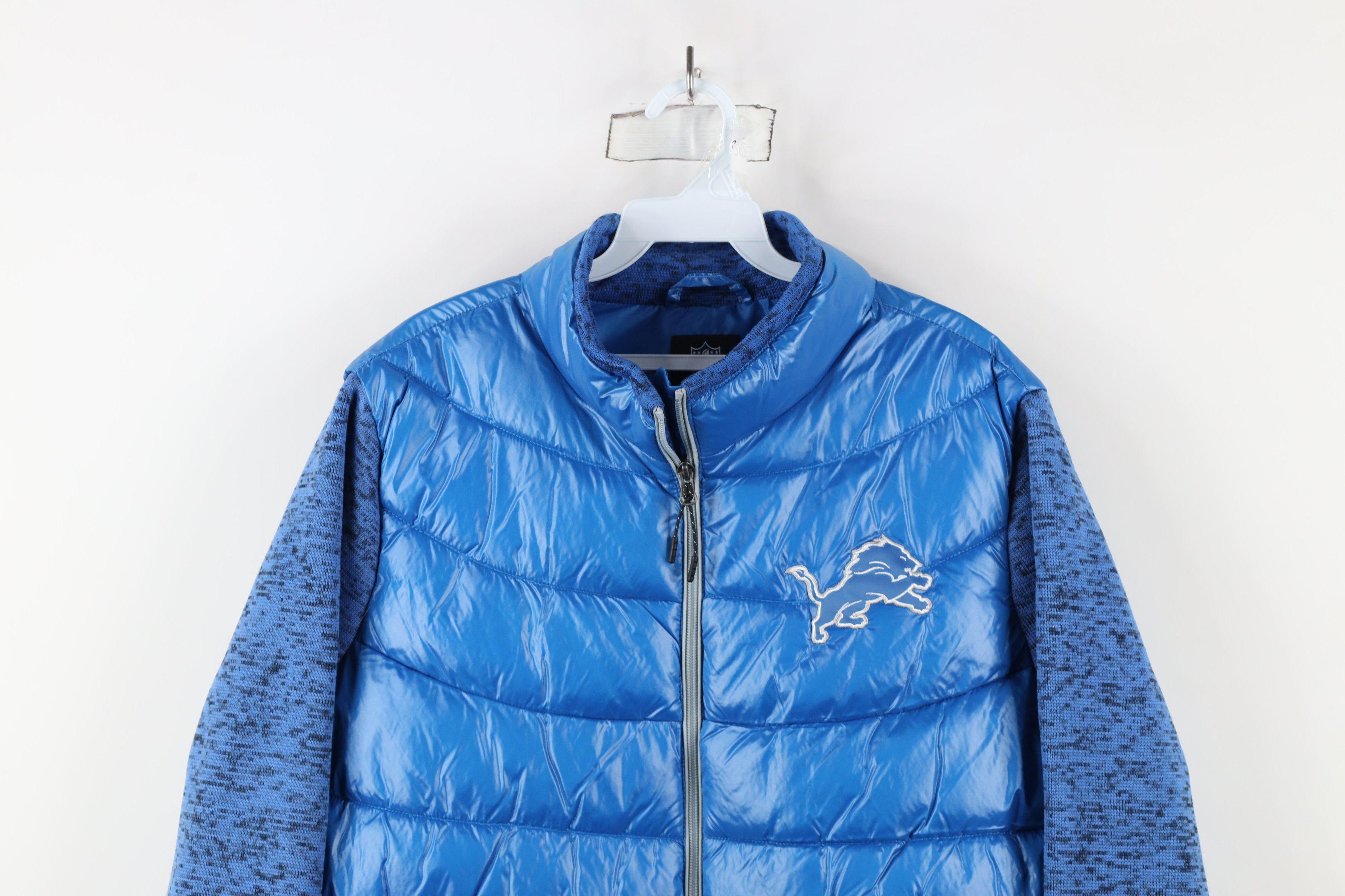 Vintage Vintage NFL Lions Football Puffer Sweater Jacket Blue Size XXL / US 16-18 / IT 52-54 - 2 Thumbnail