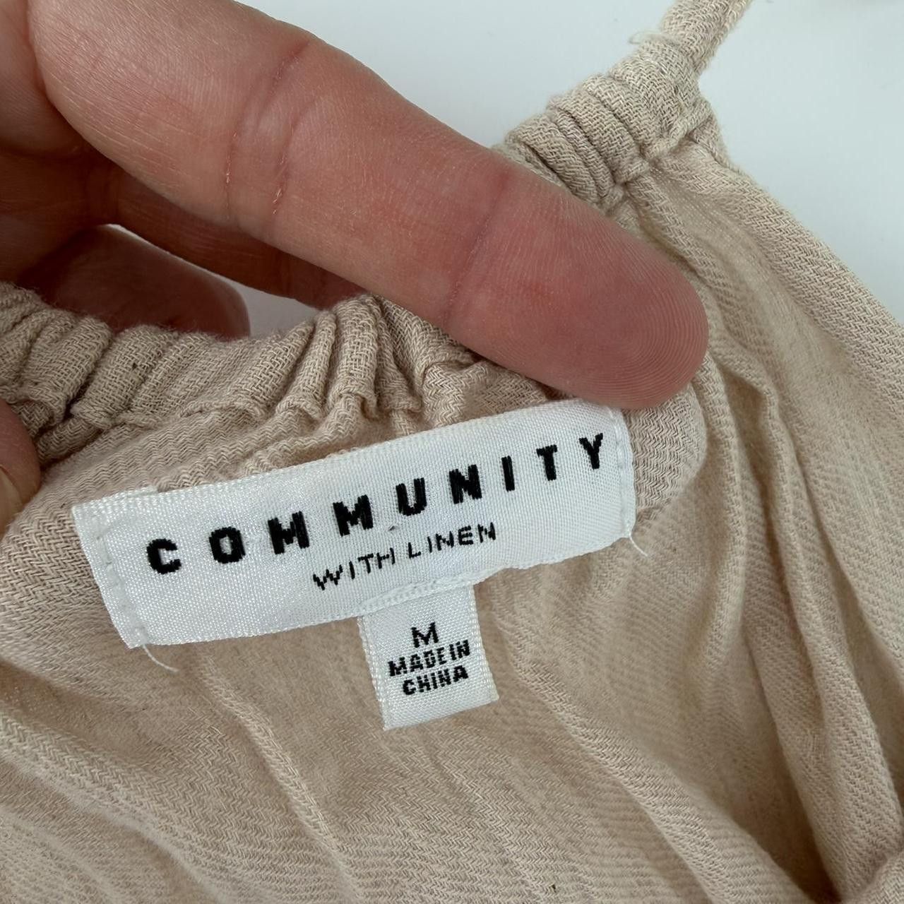 Aritzia Aritzia Community Beige Cotton Linen Halter Tie Neck Boho M Size M / US 6-8 / IT 42-44 - 2 Thumbnail