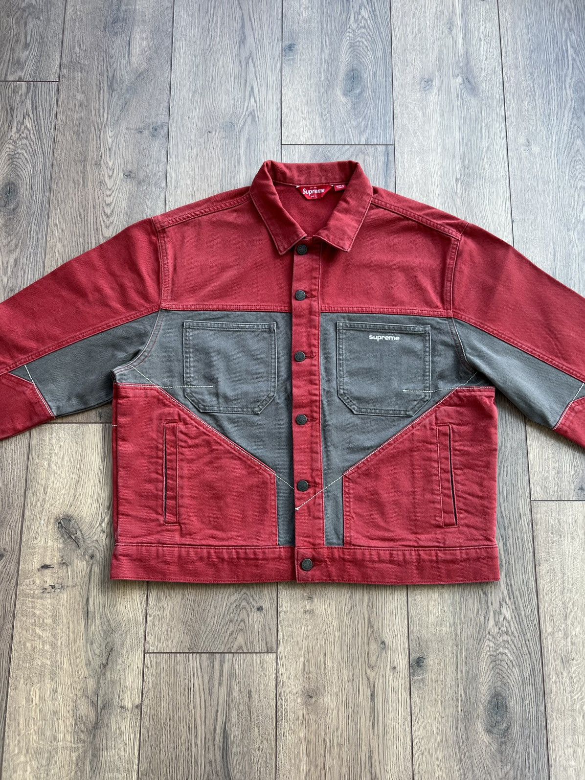 Supreme Supreme 2-Tone Paneled Denim Jacket “Red” Large Size US L / EU 52-54 / 3 - 2 Thumbnail