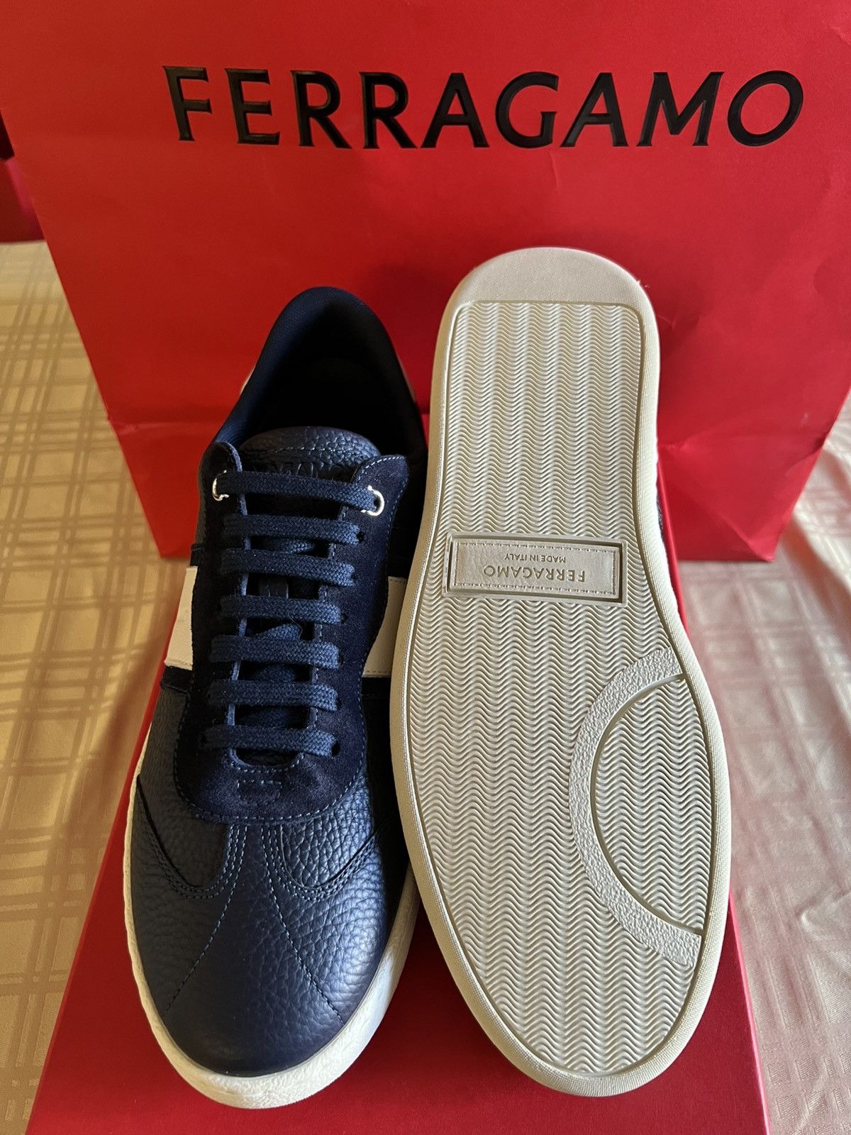 Salvatore Ferragamo Ferragamo Low top sneaker with signature Achille Blue Size US 7.5 / EU 40-41 - 11 Thumbnail