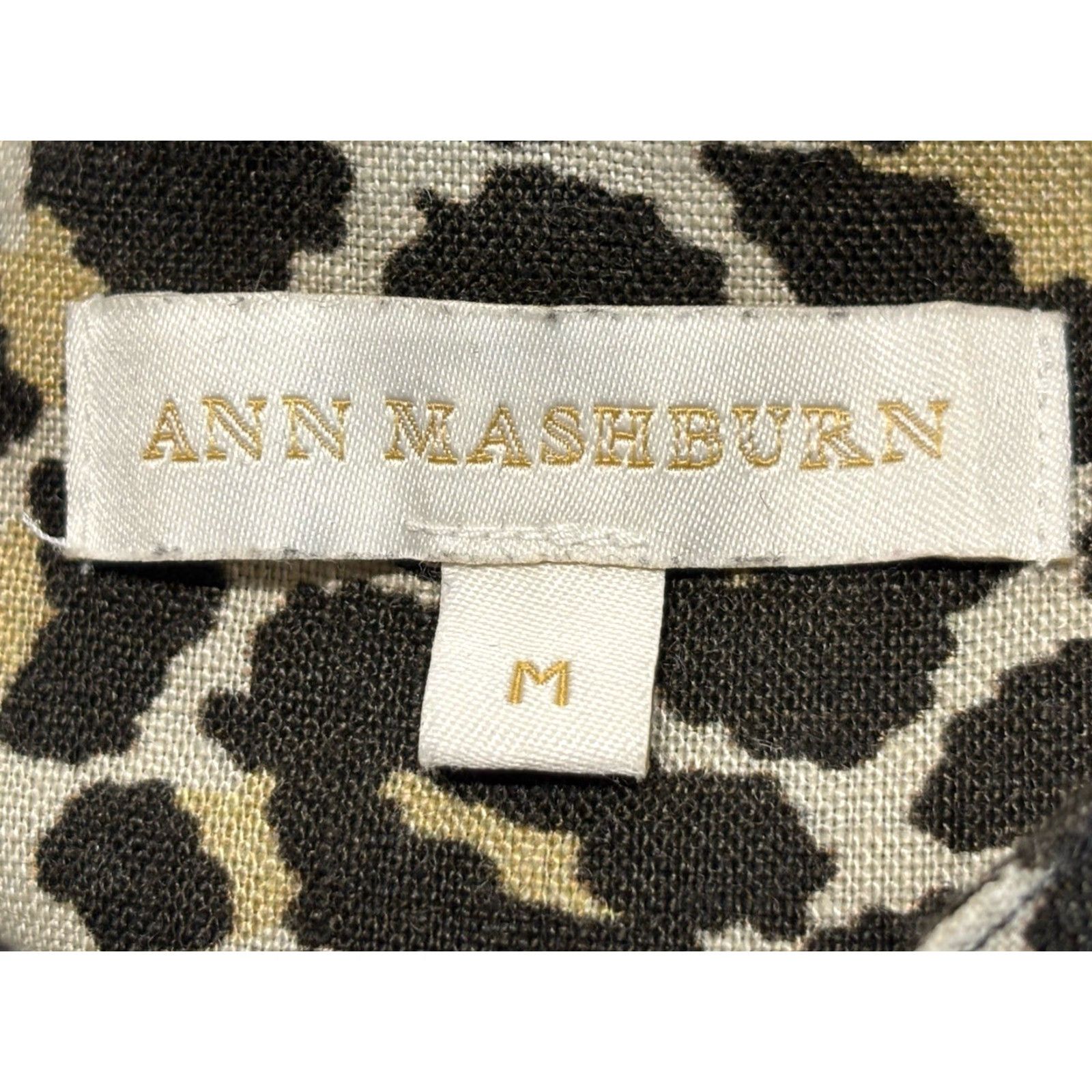 Vintage Ann Mashburn Blouse 100% Linen Popover Top Women’s Medium Animal Print Size M / US 6-8 / IT 42-44 - 7 Thumbnail