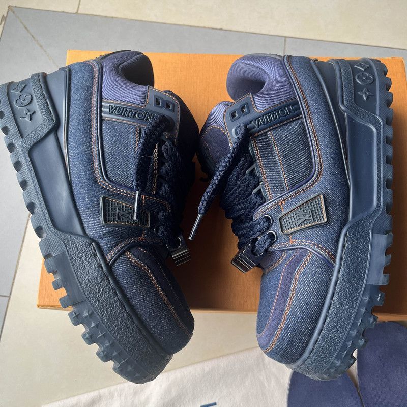 Louis Vuitton Louis Vuitton Trainer Maxi Denim Low-Top Sneakers -2508 Size US 7.5 / EU 40-41 - 5 Thumbnail