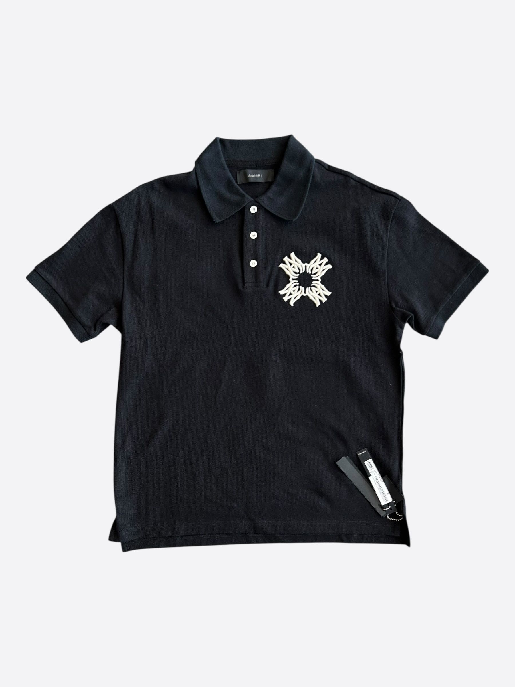 Amiri Amiri Black & White Quad MA Logo Embroidered Polo T-Shirt Size US S / EU 44-46 / 1 - 1 Thumbnail