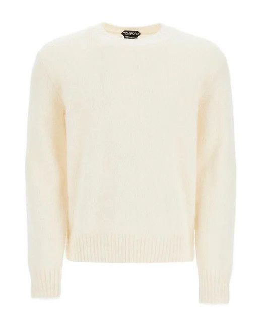Tom Ford o1loc1c0724 TFK110 Alpaca Crewneck Sweater in White Size US L / EU 52-54 / 3 - 1 Thumbnail