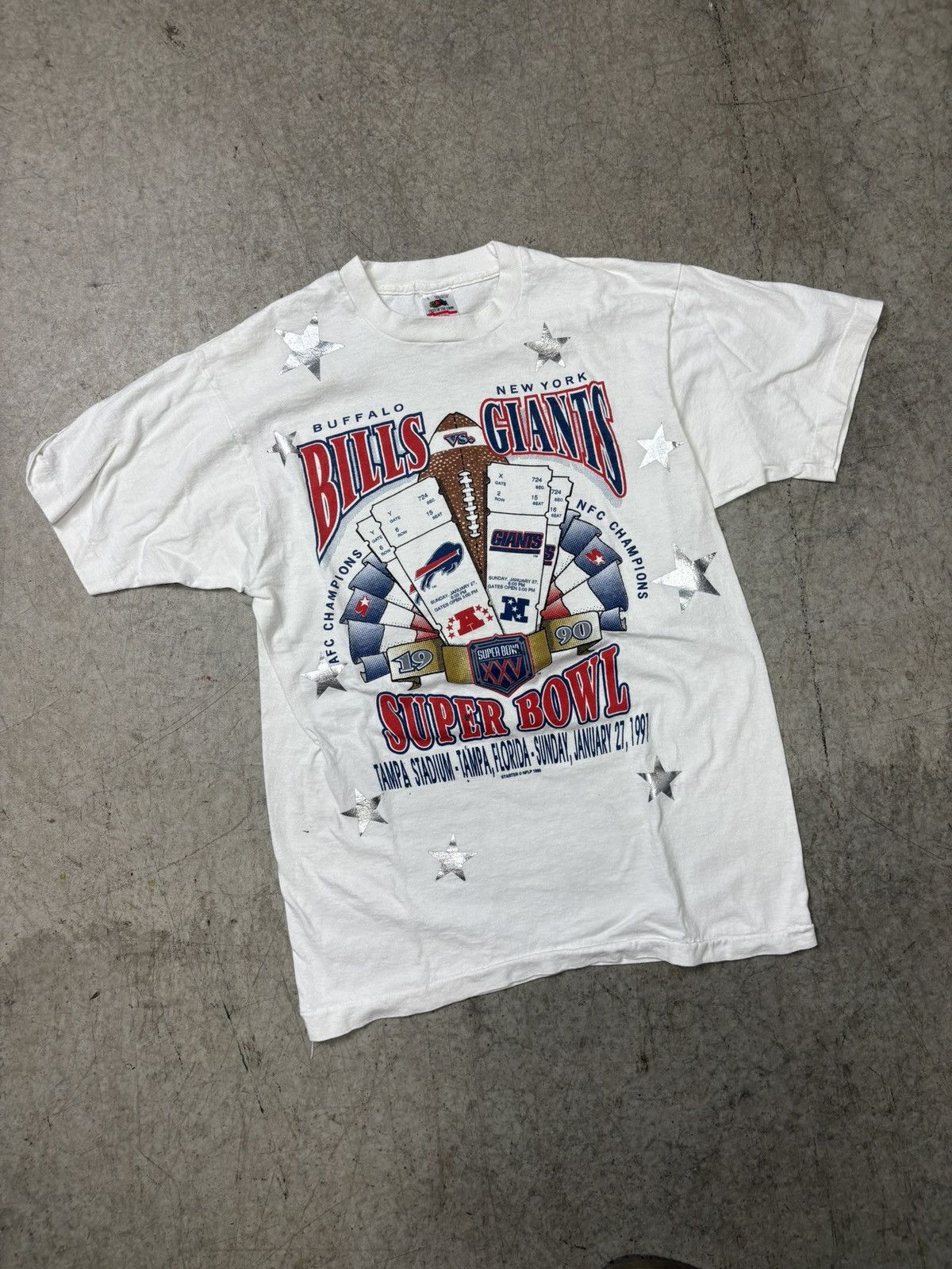 NFL Vintage Buffalo Bills New York Giants Super Bowl T-Shirt Size US L / EU 52-54 / 3 - 1 Thumbnail
