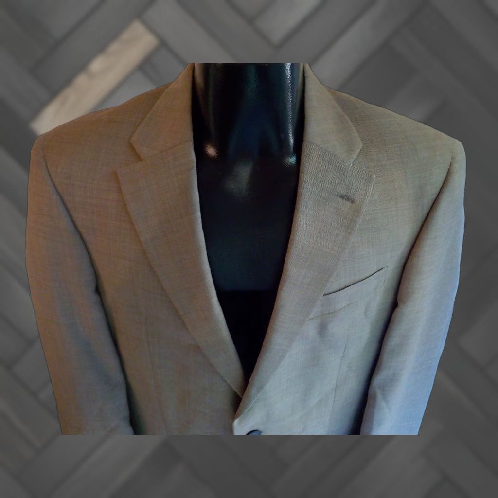 Tommy Hilfiger TOMMY HILFIGER Suit 2 Button Wool Flat Front Pants SZ 38L 33X30 Dark Beige Mens Size 38R - 1 Thumbnail