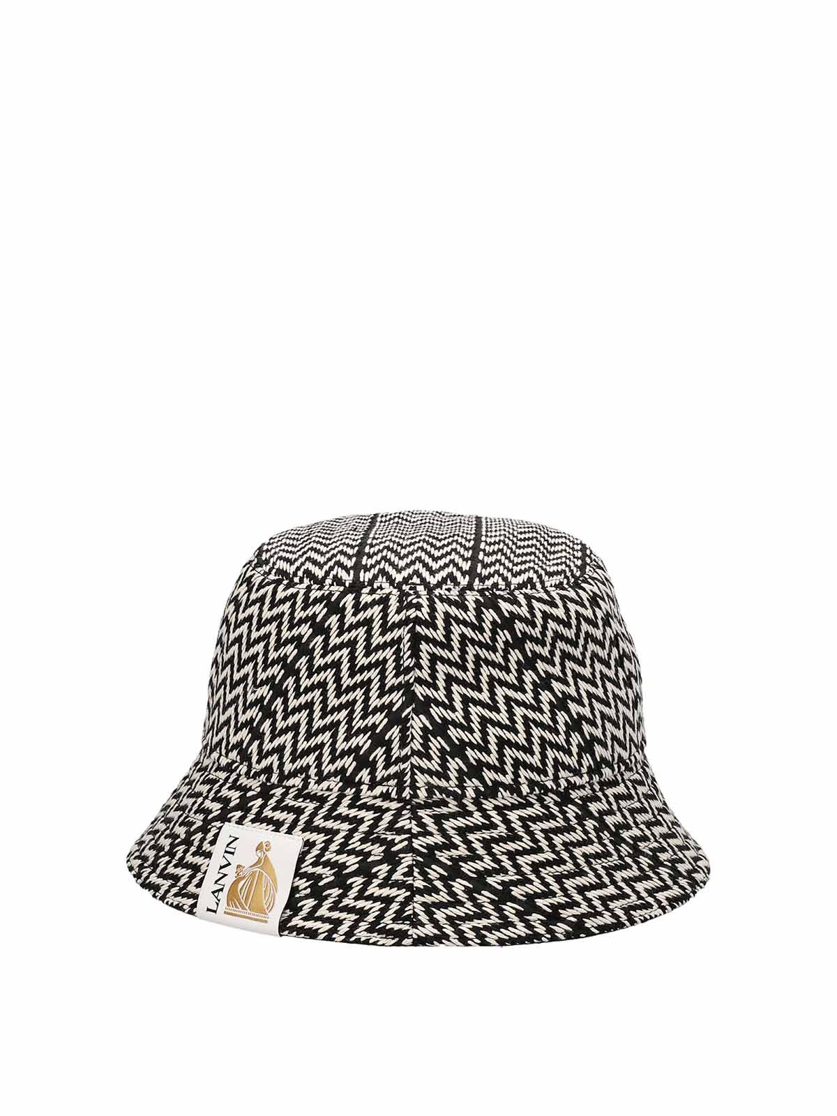 Lanvin o1y0125 Size : 6 7/8 Hat / Cap in Black/White Size ONE SIZE - 3 Thumbnail