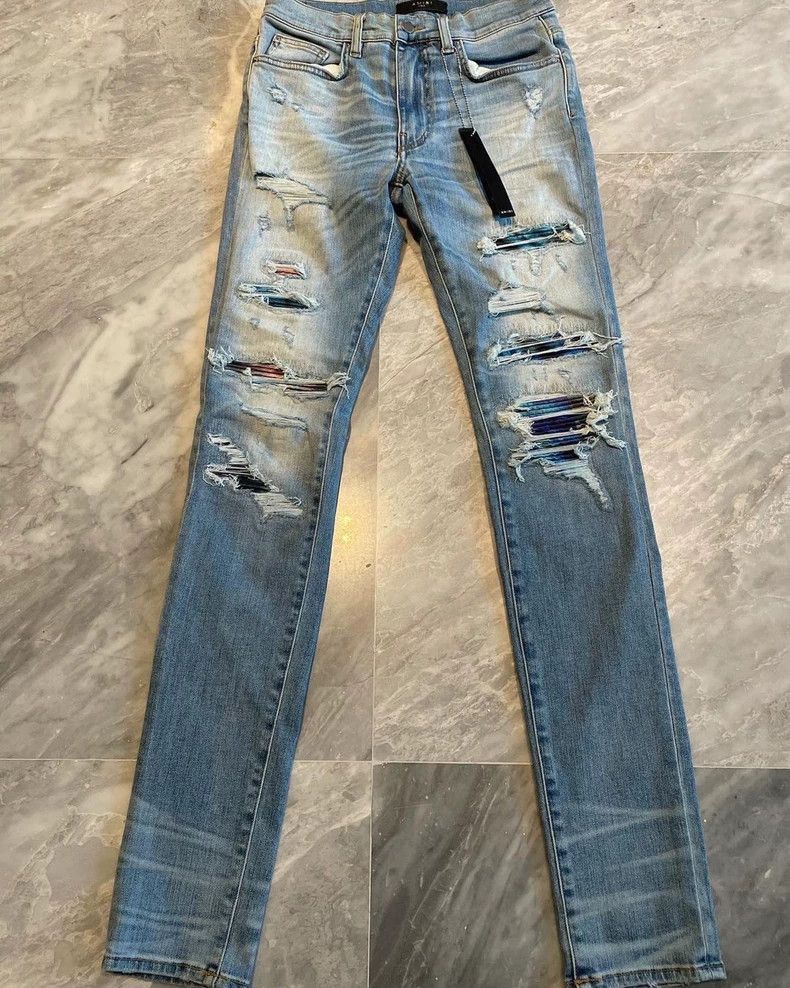 Amiri Amiri Watercolor Render Patchwork Denim Pants-2506 Size US 31 - 1 Thumbnail