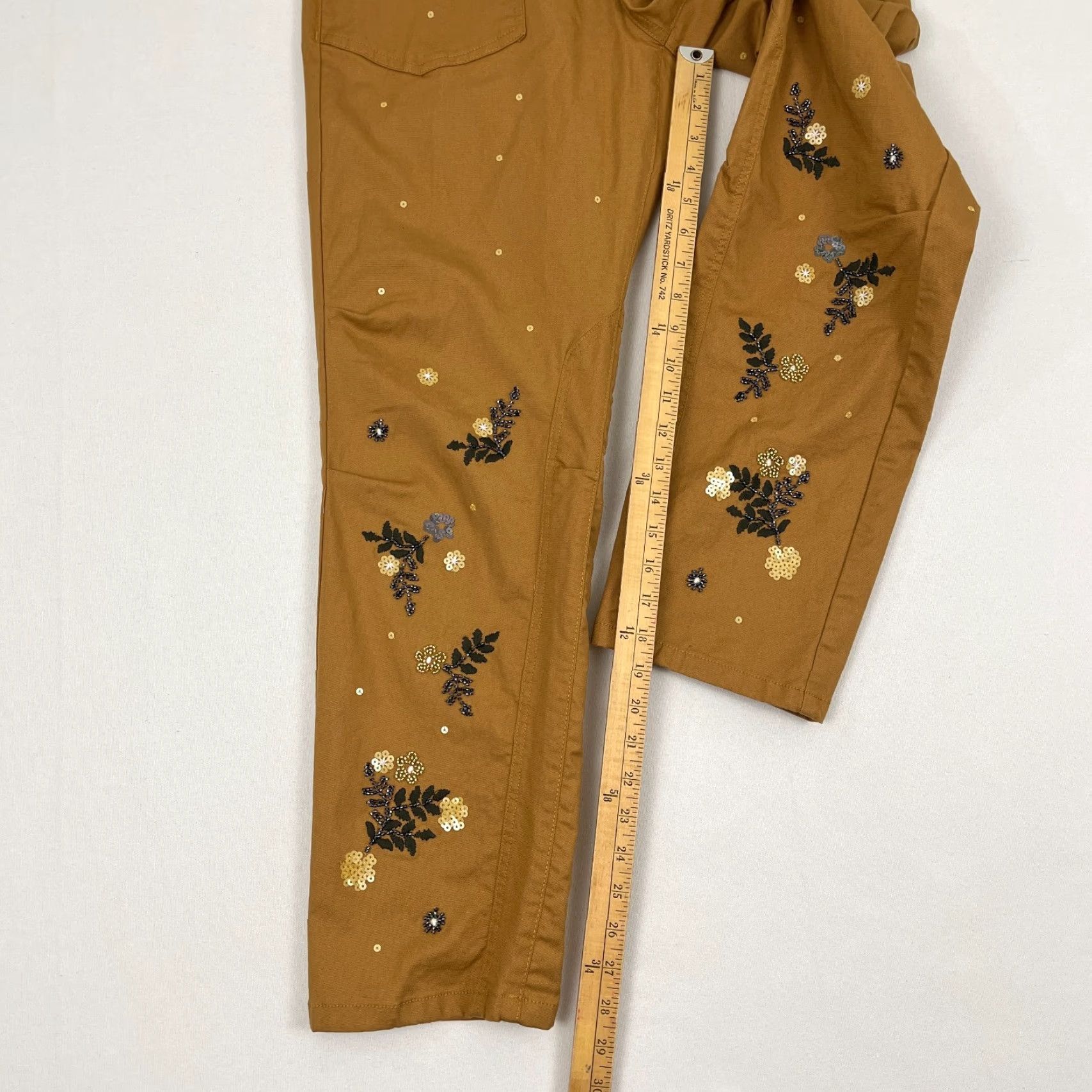 Anthropologie Anthropologie Pilcro Wanderer Pants Women Sz 30 W34 L29 Brown Floral Sequin Boho Size 30" / US 8 / IT 44 - 5 Thumbnail
